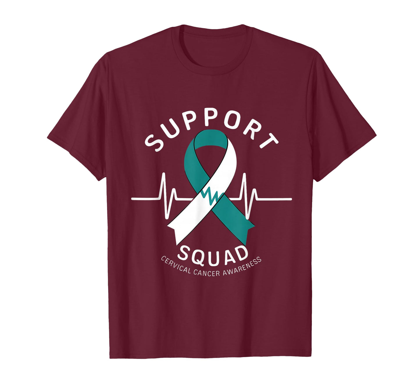 Cervical Cancer Awareness Teal Ribbon Support Squad Pulse T-Shirt