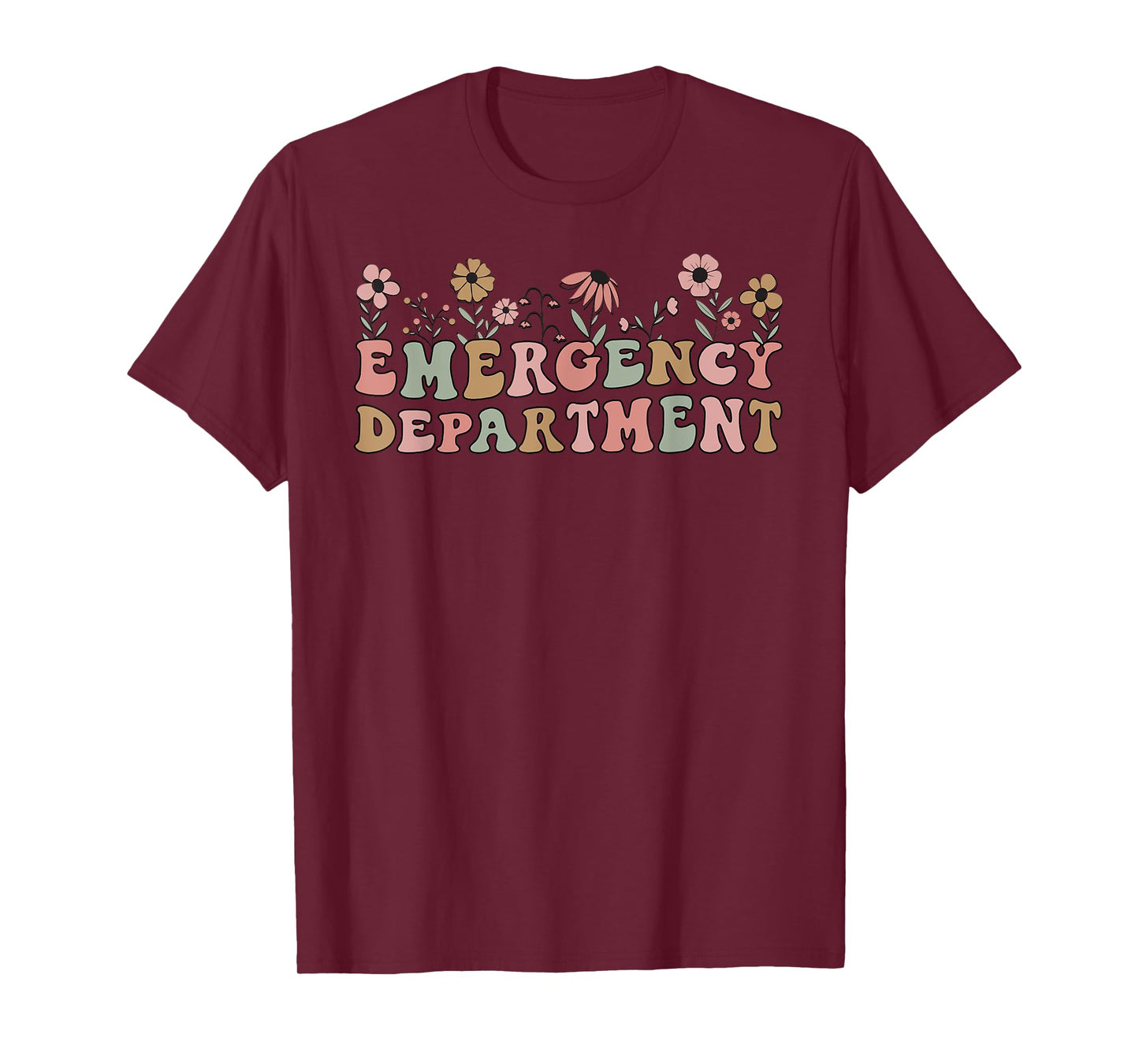 Emergency Department Room ER Nurse Retro Floral For Women T-Shirt