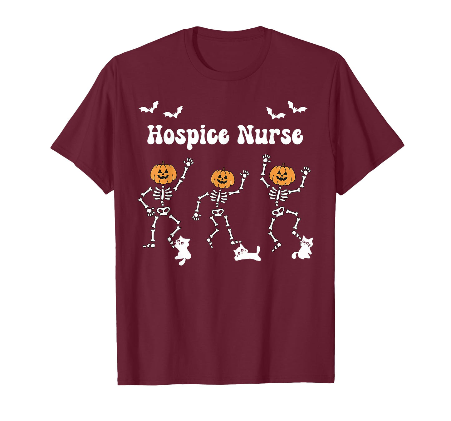 Halloween Hospice Nurse Dancing Skeleton Pumpkin Spooky CNA T-Shirt