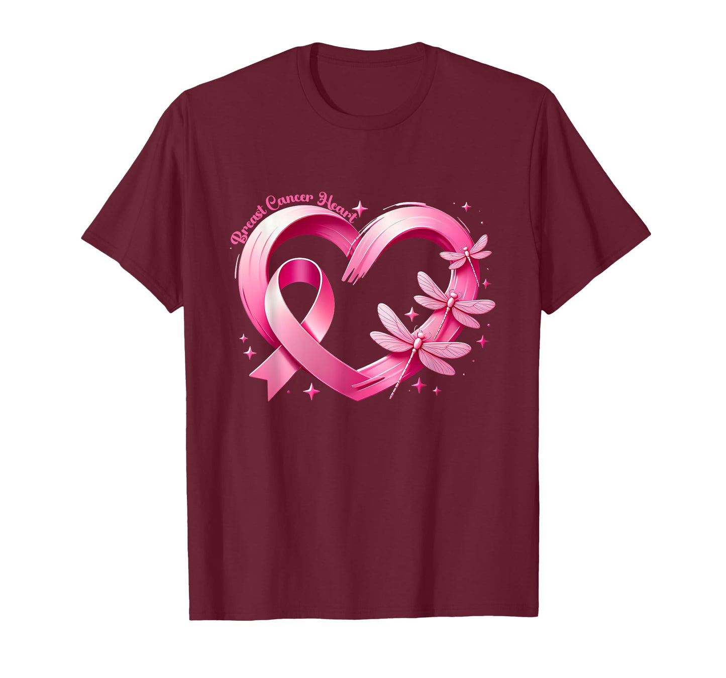 Heart Dragonflies Breast Cancer Awareness Women Kids Men T-Shirt