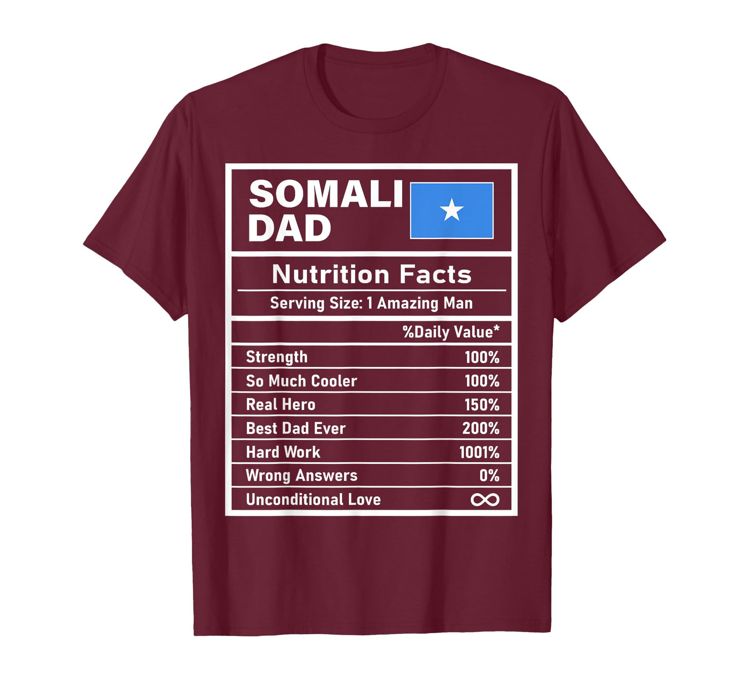 Somali Dad Nutrition Facts Father's Day National Heritage T-Shirt