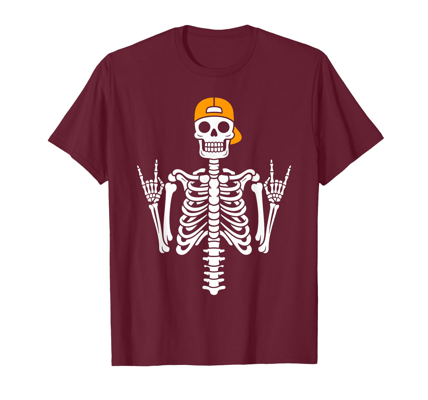 Rocker Skeleton Cap Skater Cool Halloween Punk Rock Costume T-Shirt