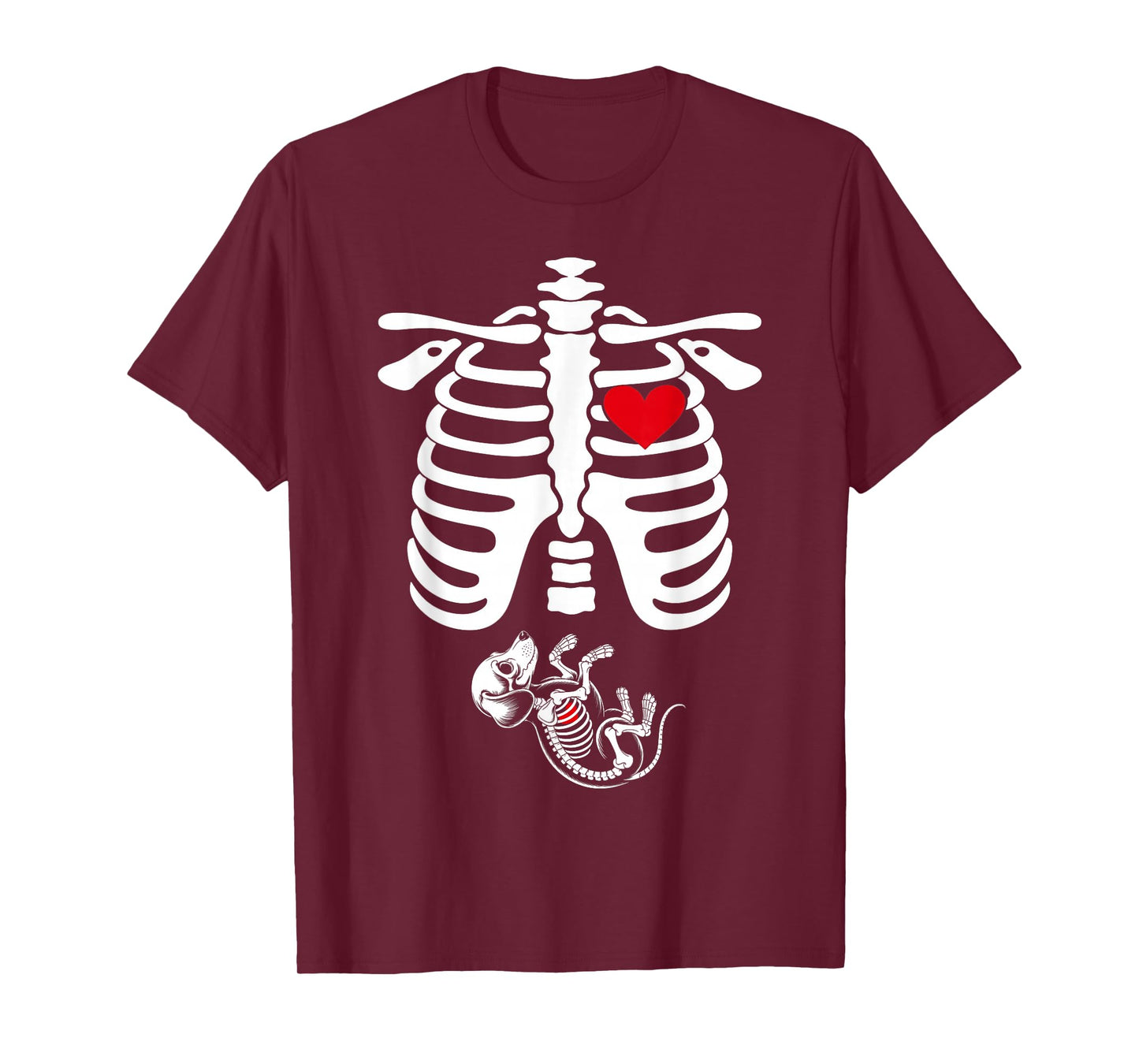 Skeleton Pregnancy Announcement Dachshund Lovers Halloween T-Shirt
