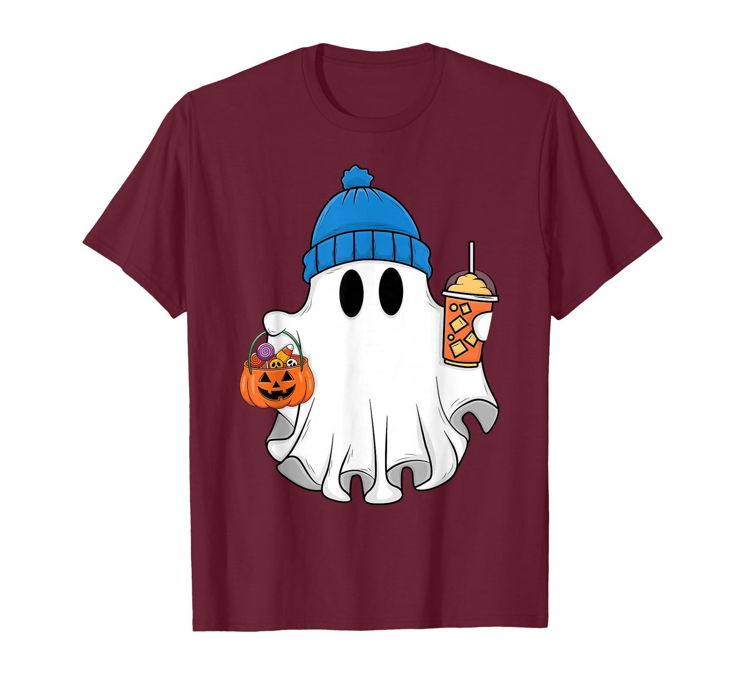 Spooky Boo Ghost Drinking Ice Coffee Ghost Halloween Costume T-Shirt
