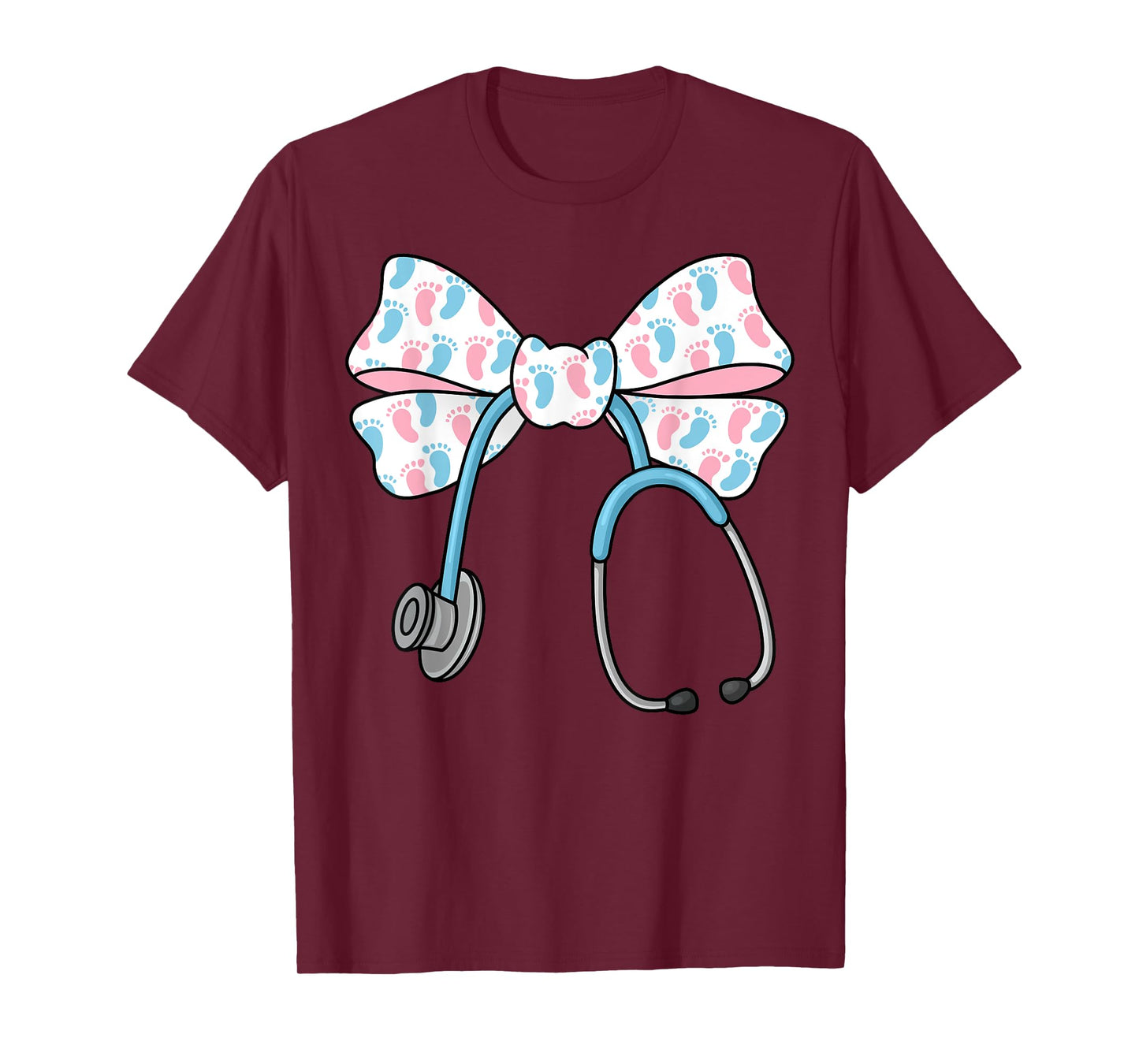 Cute Labor And Delivery Nurse Bow Stethoscope Coquette L&D T-Shirt