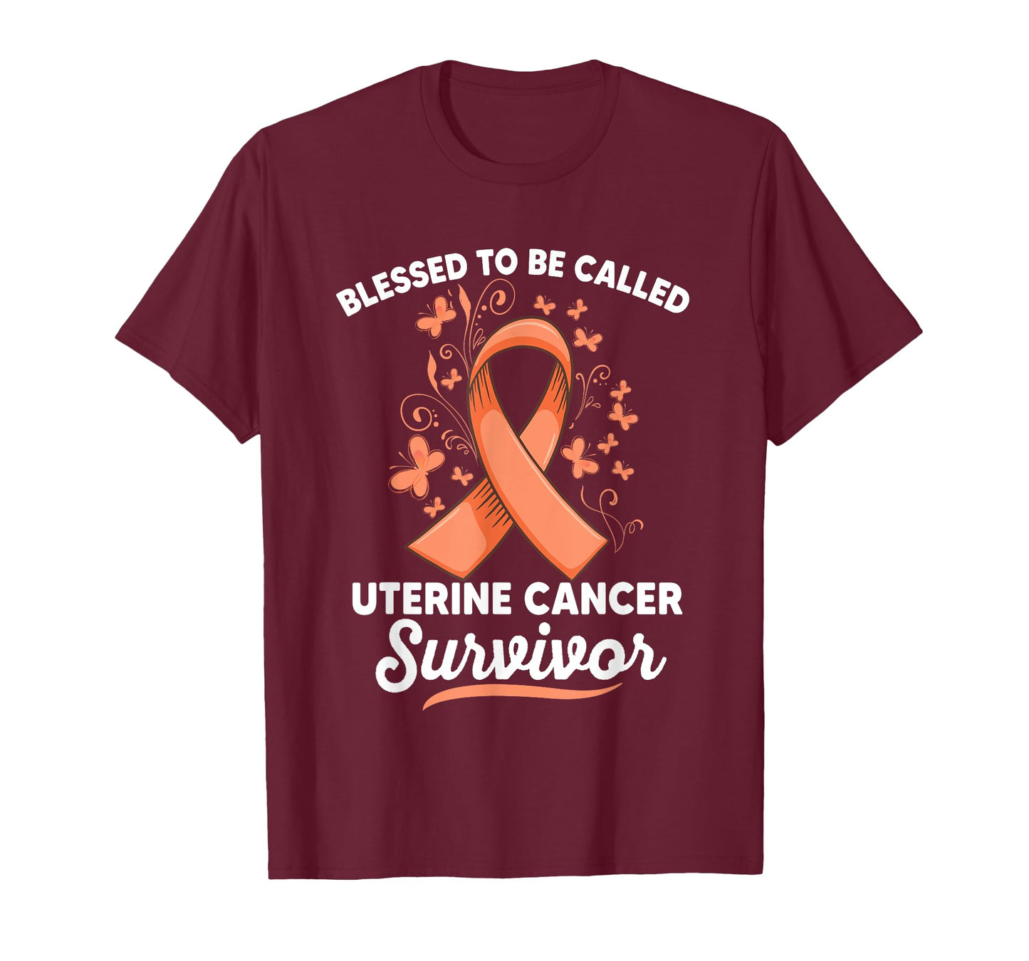 Peach ribbon support survivor of uterine cancer awareness T-Shirt