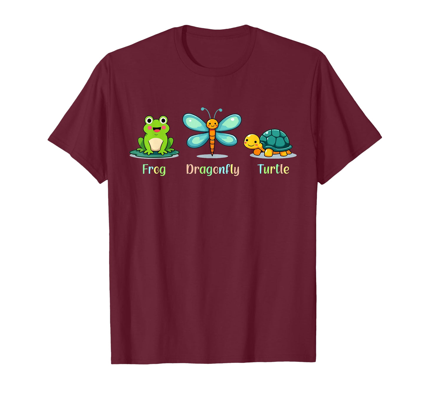 Funny Cute Frog Dragonfly Turtle Adorable Outdoor Animals T-Shirt
