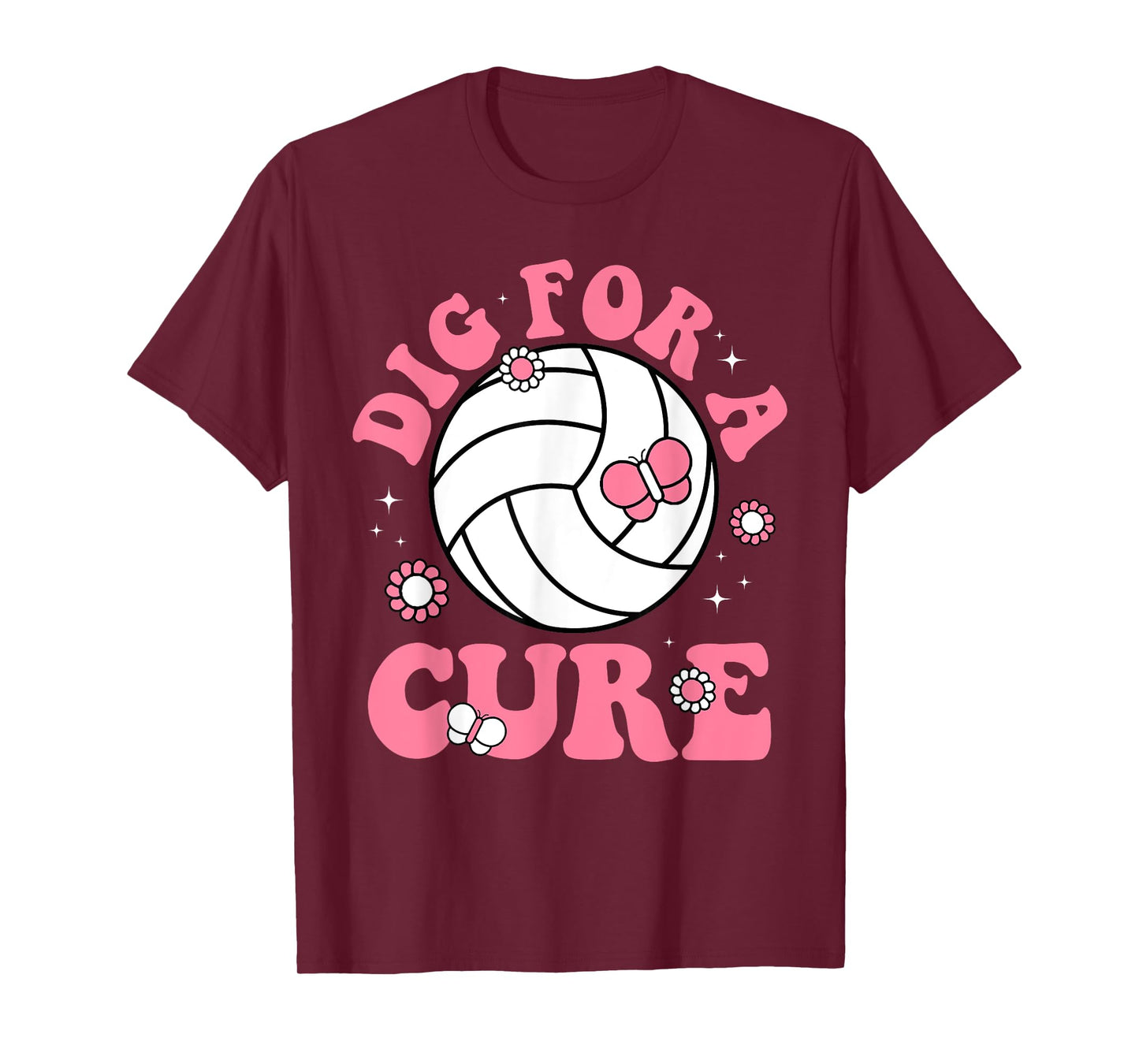 Dig For Cure Volleyball Breast Cancer Awareness Pink T-Shirt