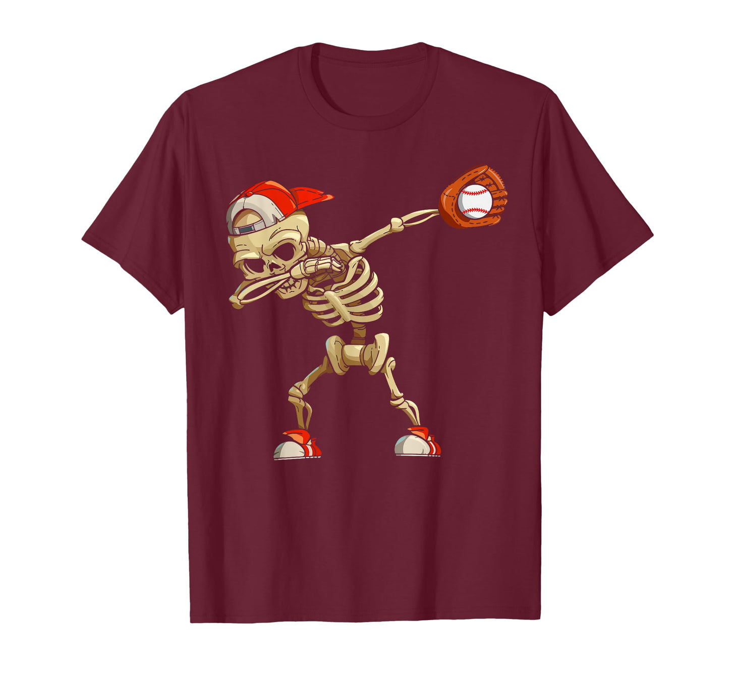Dabbing Skeleton Halloween Costume Baseball Player Men Boys T-Shirt