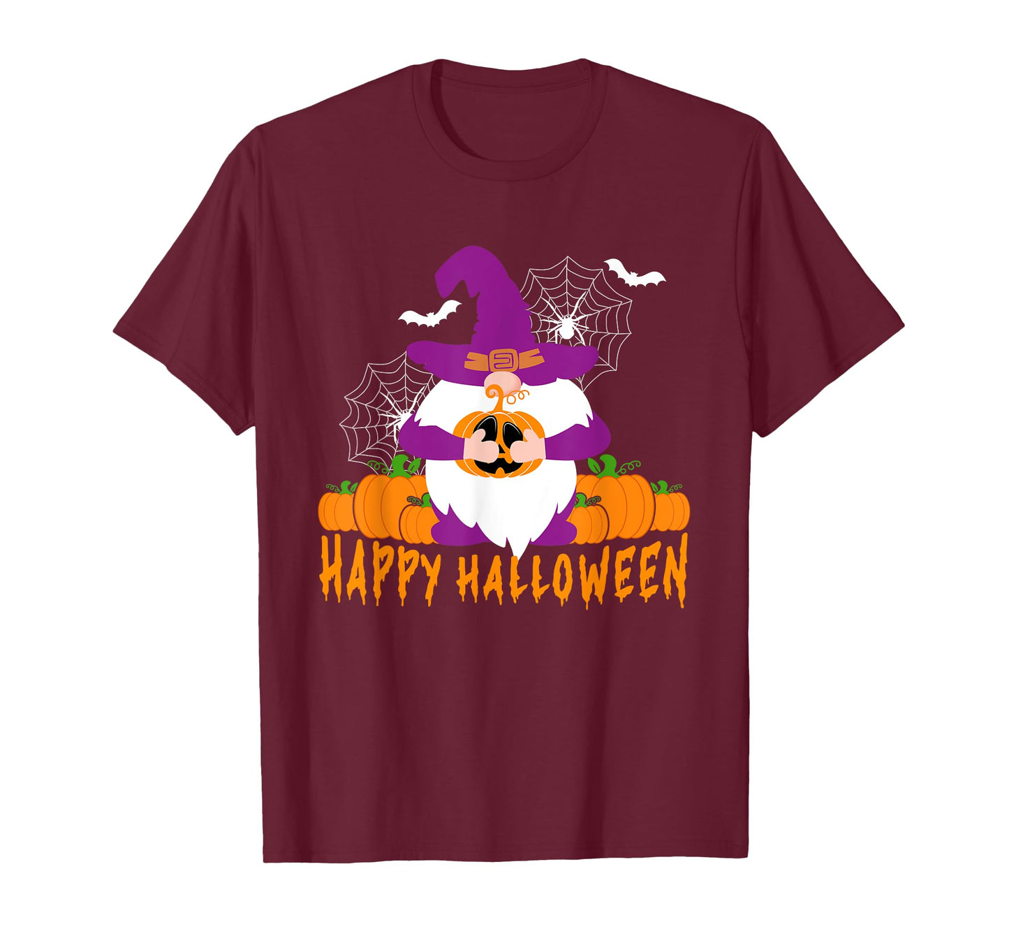 Happy Halloween Gnome Pumpkin Autumn Fall 2025 Men Women T-Shirt