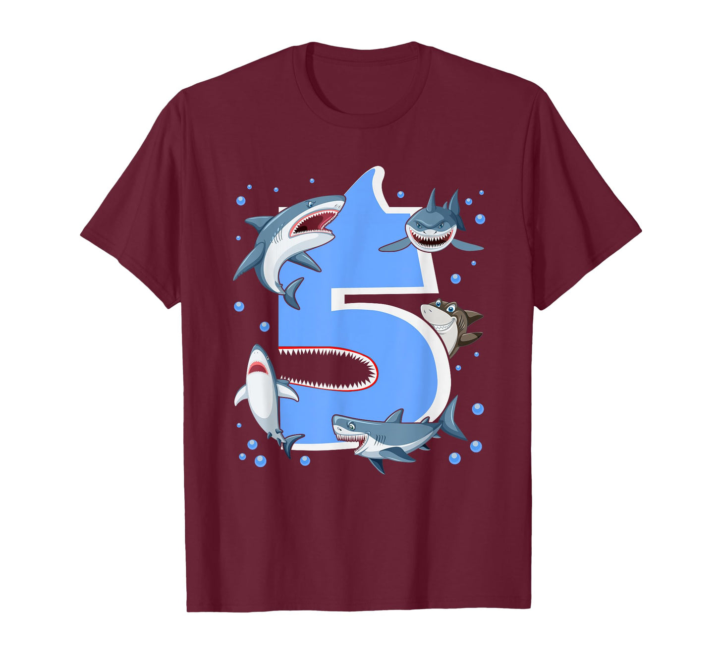 5th Birthday Boys Shark 5 years Old Shark B-day T-Shirt