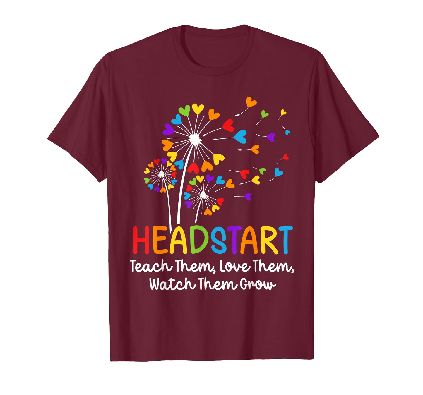 Teach Them Love Them Head start Dandelion Flower Early Childhood Educator T-Shirt - Unisex-Adults, Black, Small, Short Sleeve, Modern, Birthday-Themed, Cotton Blend, Machine Wash