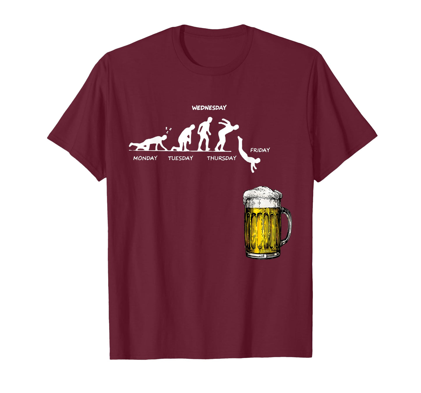 Monday Friday Stick Human Beer Weekly Jump Energy Sarcasm T-Shirt