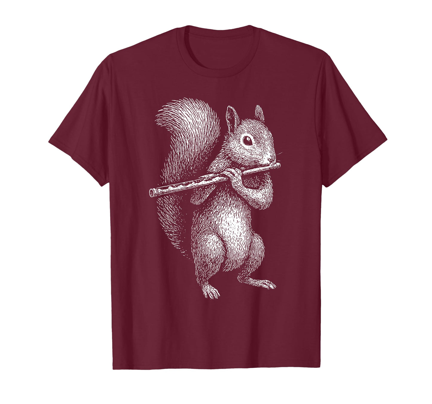 Squirrel Playing Flute Retro Animal Playing Instrument 90s T-Shirt