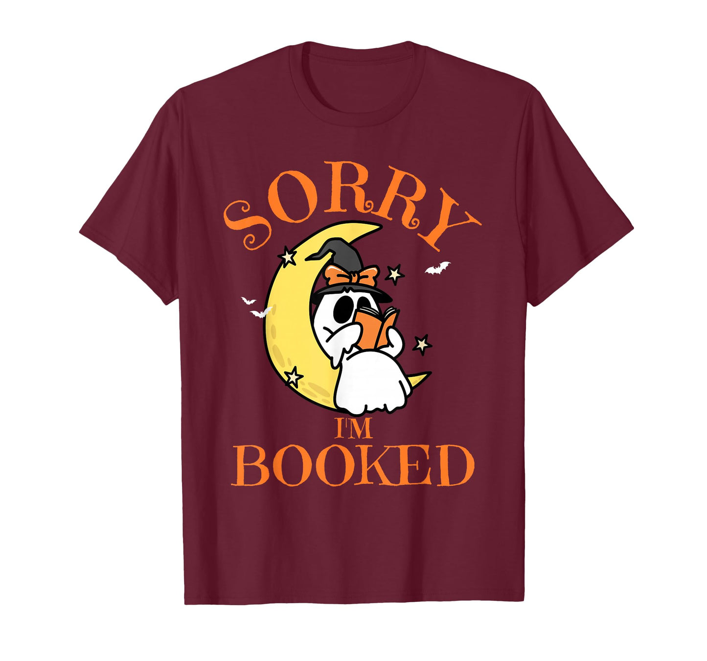 Sorry I'm Booked Ghost Reading Book Lover Teacher Halloween T-Shirt