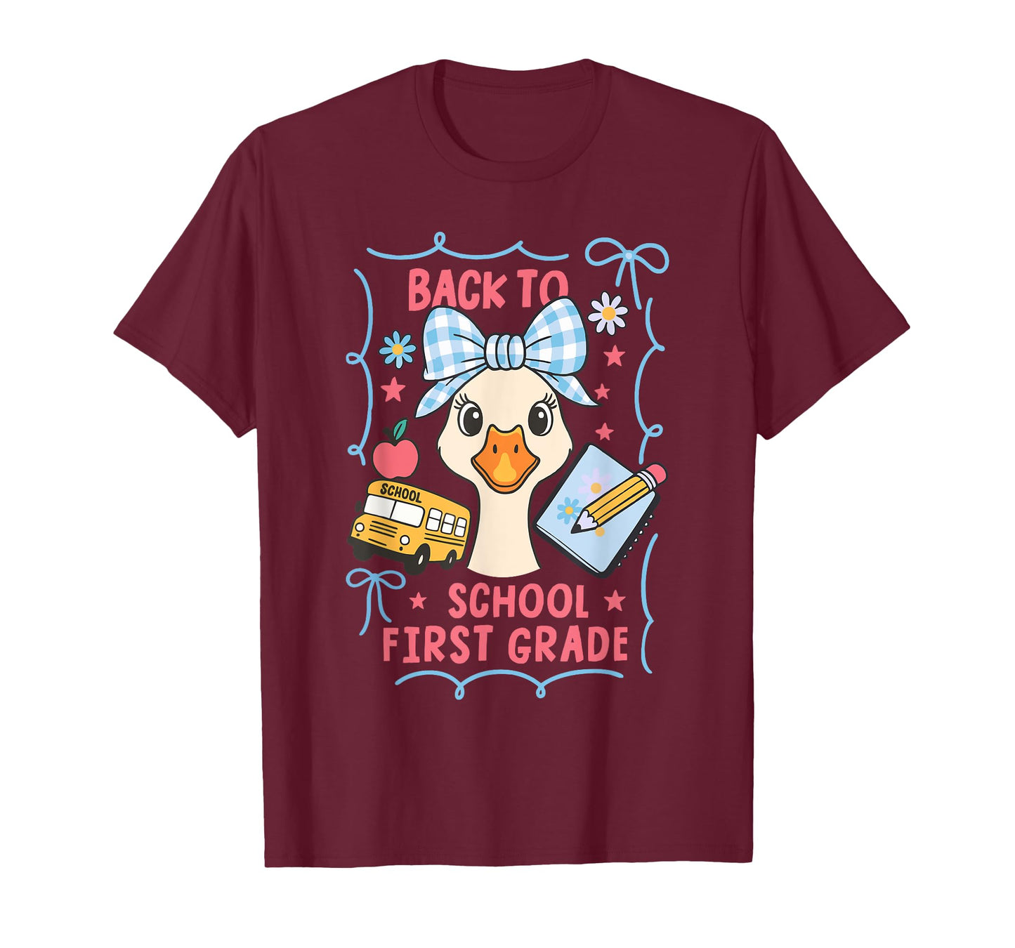 First Grade Coquette Goose Back to School Outfit T-Shirt