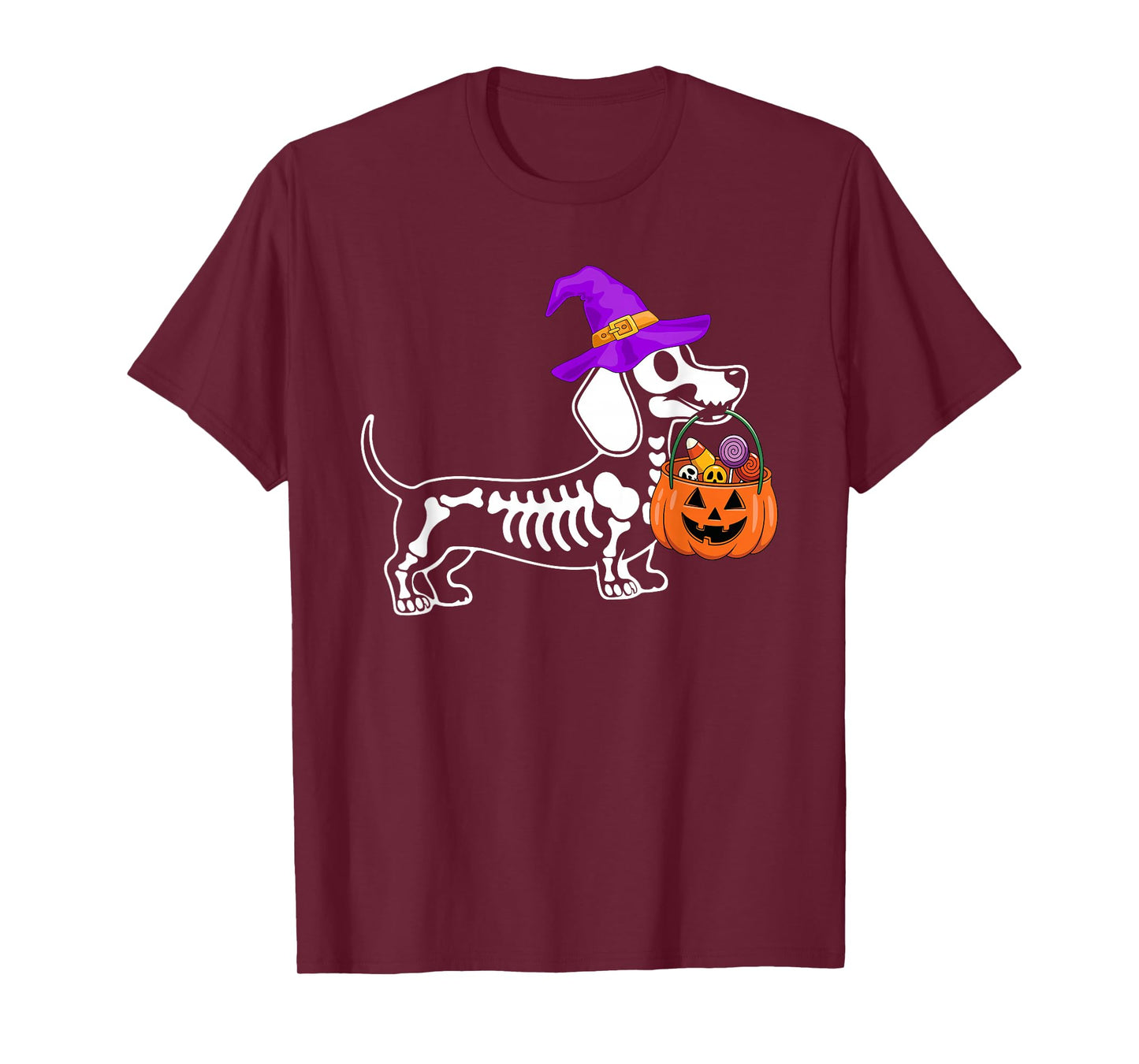 Dachshund Dog Halloween Spooky Skeleton Trick or Treat T-Shirt