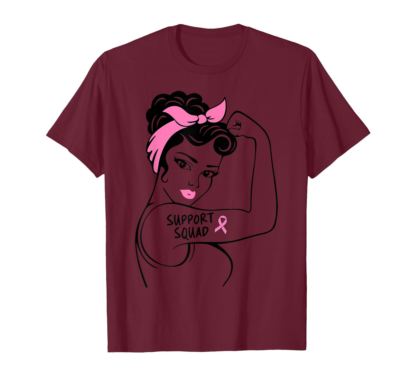Breast Cancer Support Squad Rosie Riveter Pink Ribbon Women T-Shirt