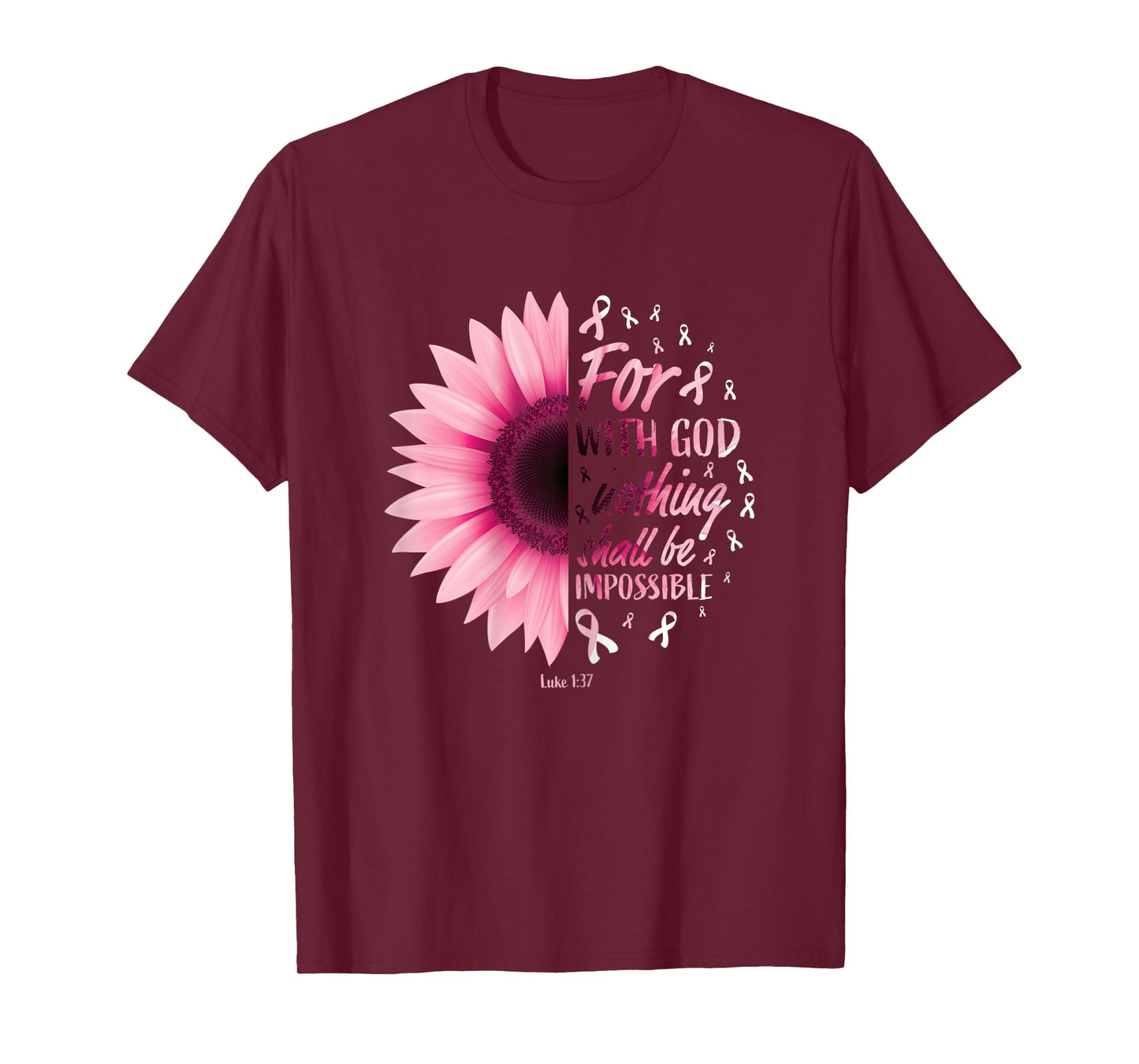 Womens Religious Bible Verse Breast Cancer Pink Ribbon Gifts Women T-Shirt