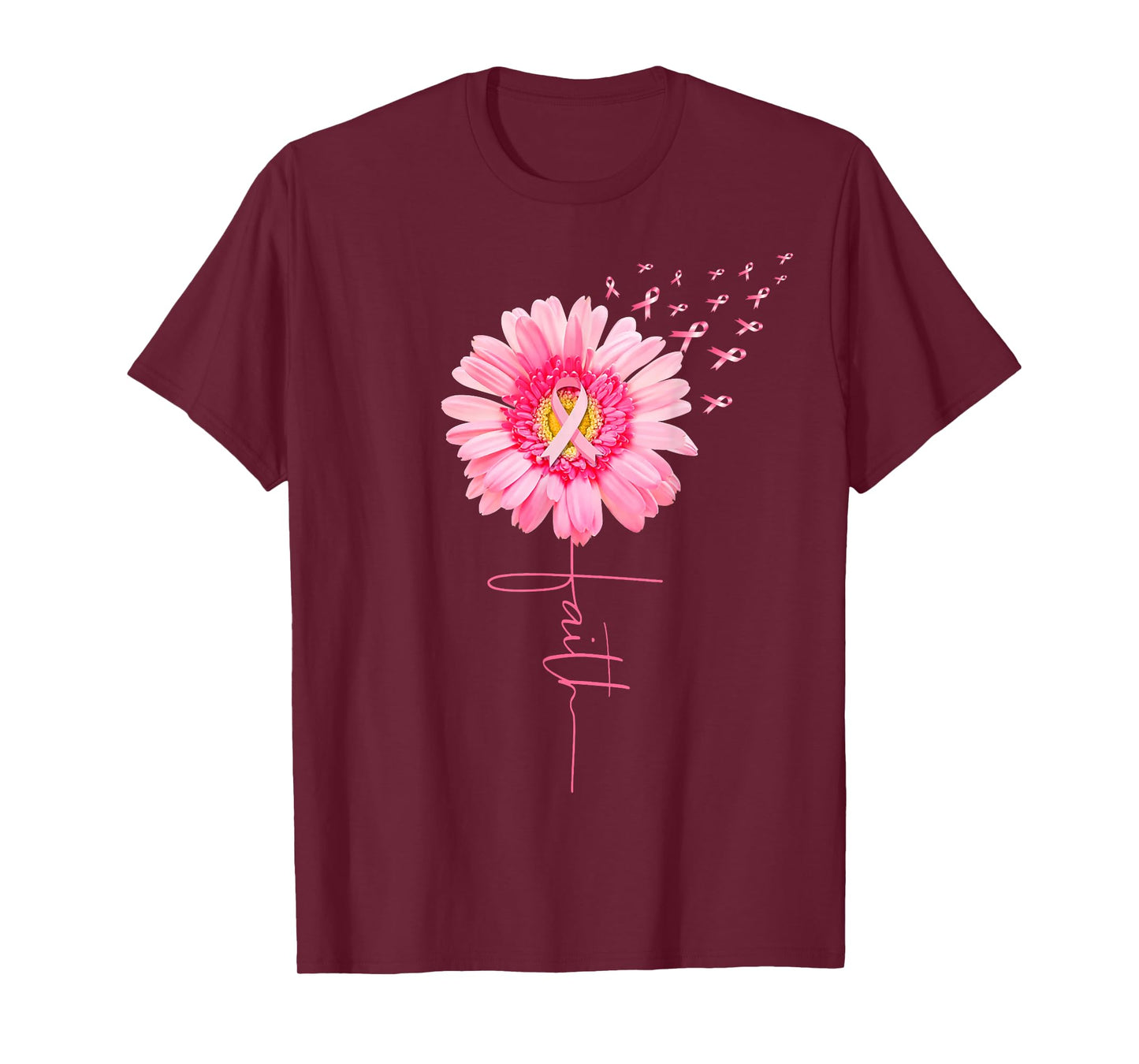 Pink Ribbon Daisy Faith - Breast Cancer Awareness Month Gift T-Shirt