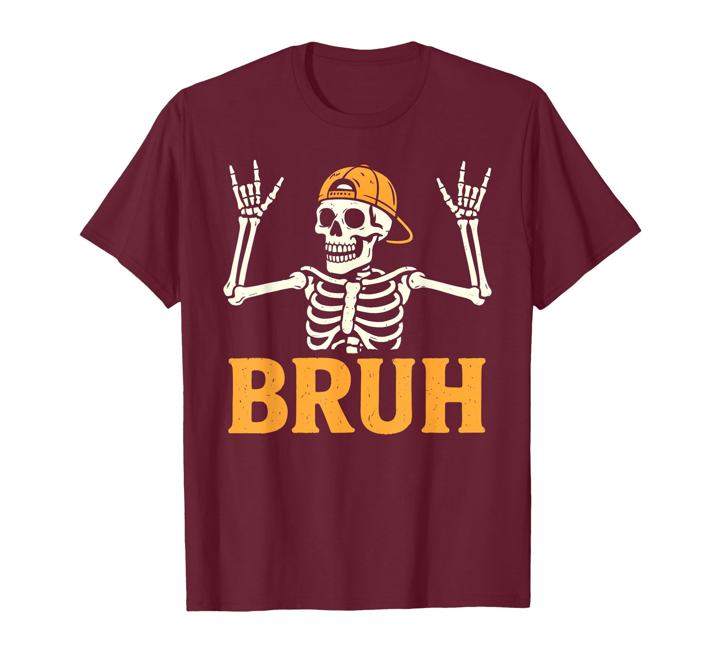 Bruh Punk Rock Skeleton Cool Rocker Halloween Men Boys Kids T-Shirt