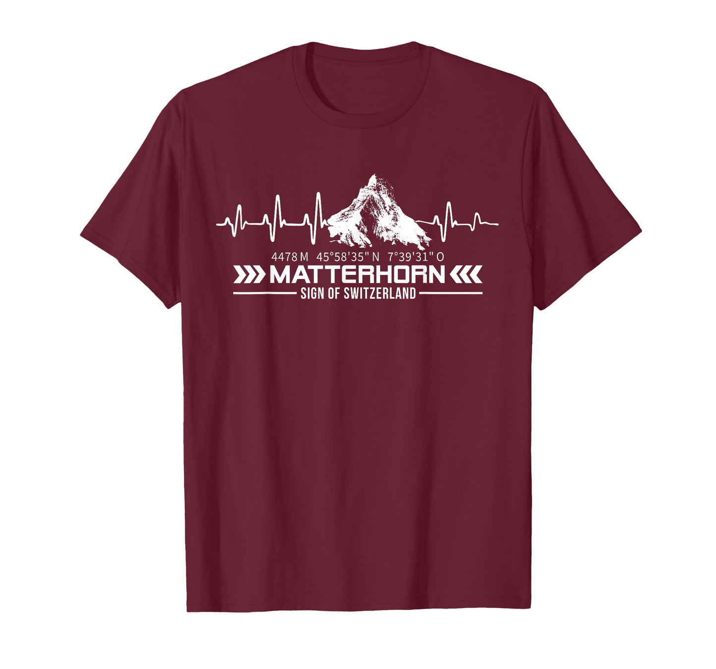 Matterhorn Switzerland Alps Zermatt Hiking Mountains Heartbeat T-Shirt