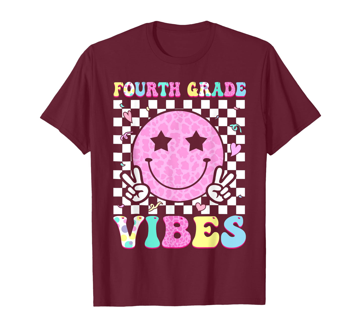 Fourth Grade Vibes Groovy Back to School 4th Grade Girls Kid T-Shirt