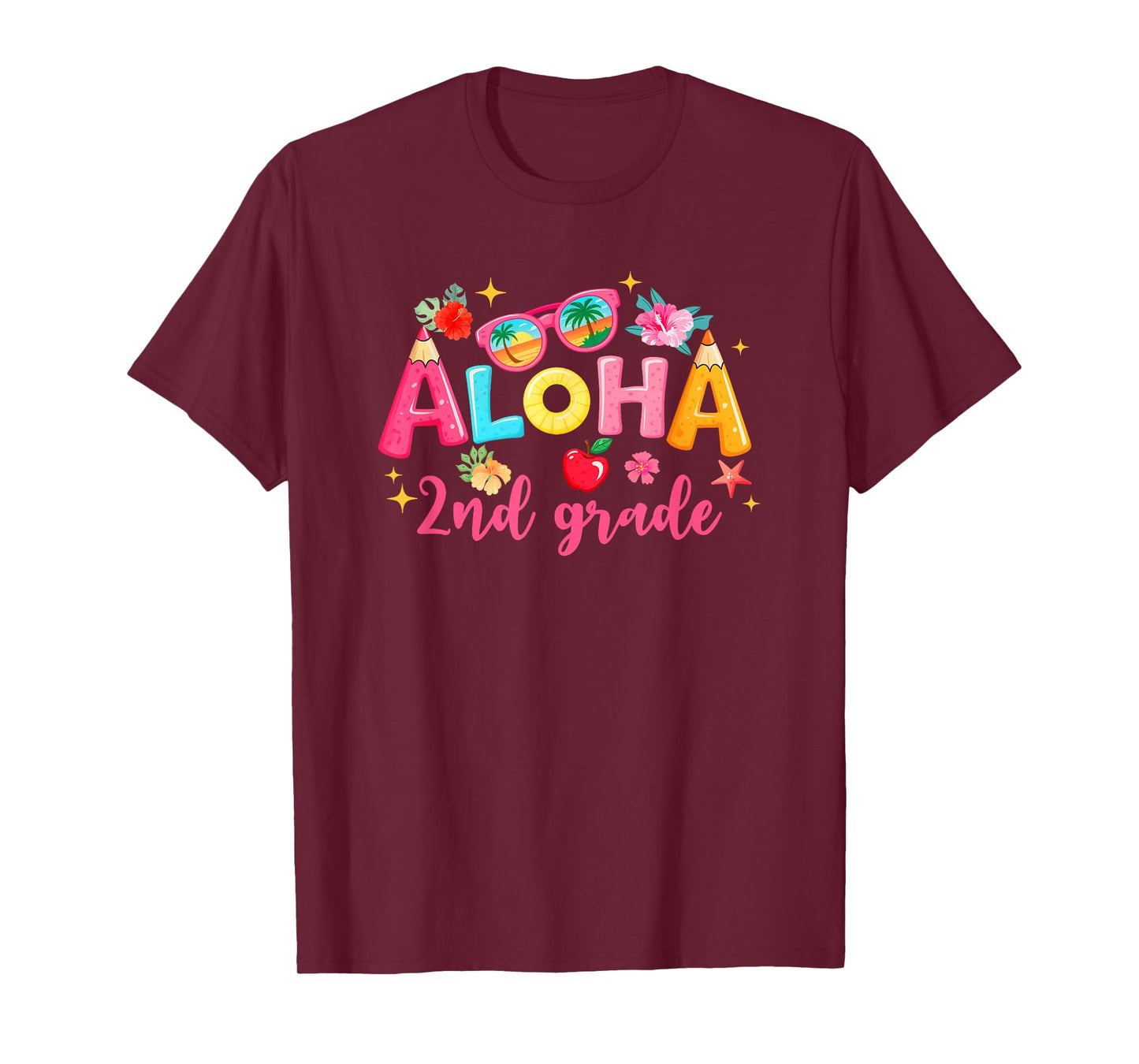 Aloha 2Nd Grade Summer Vacation Beach Teacher School Student T-Shirt
