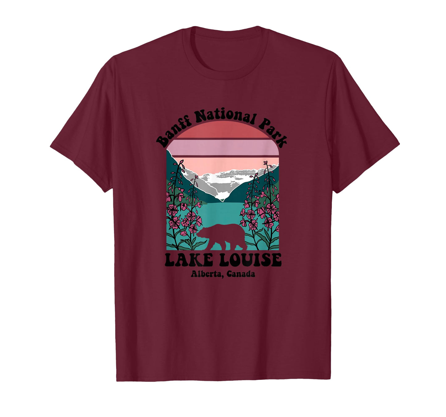 Banff National Park Lake Louise Retro Floral Mountain T-Shirt