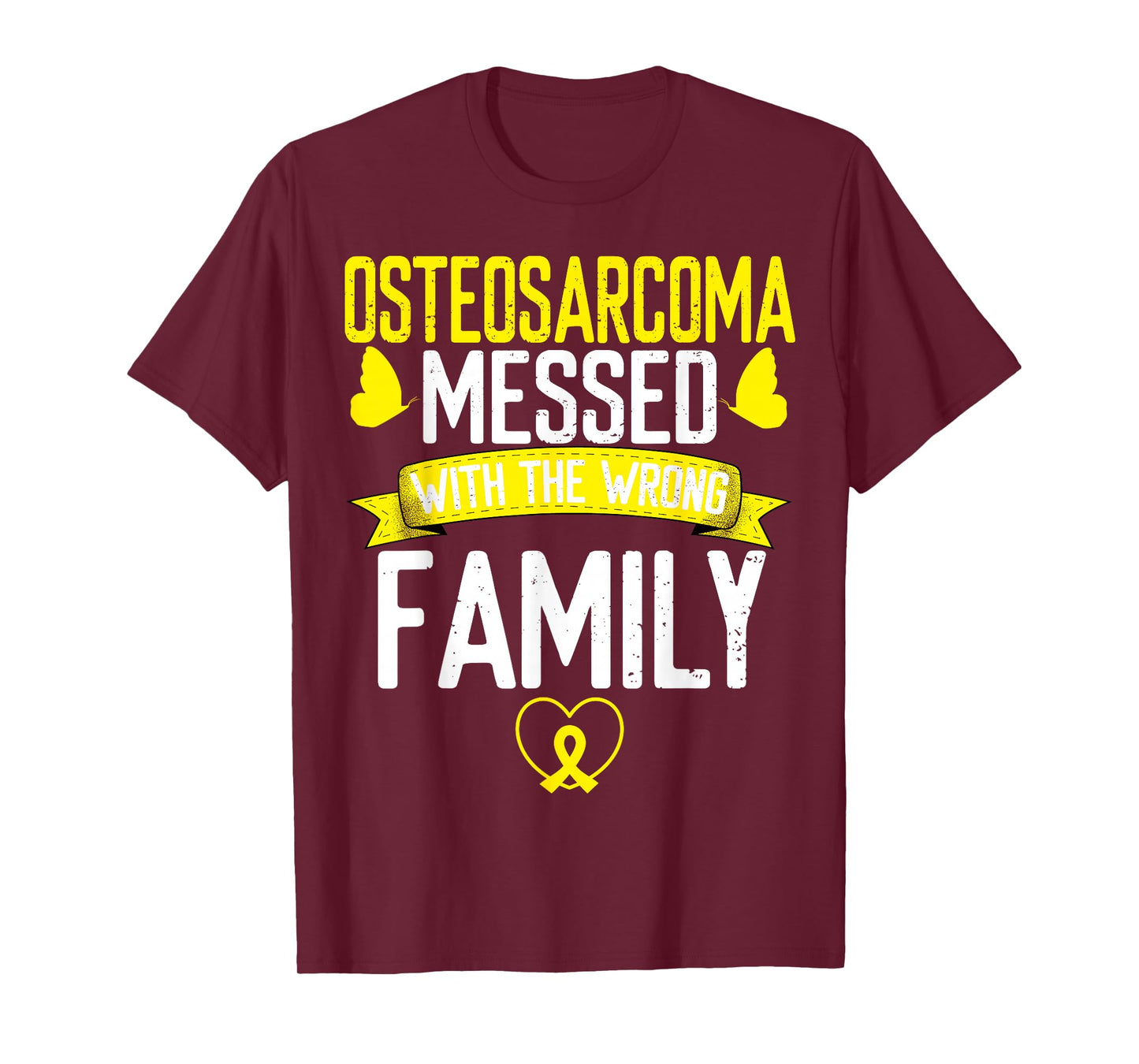 Osteosarcoma Bone Cancer family Yellow Ribbon Awareness T-Shirt
