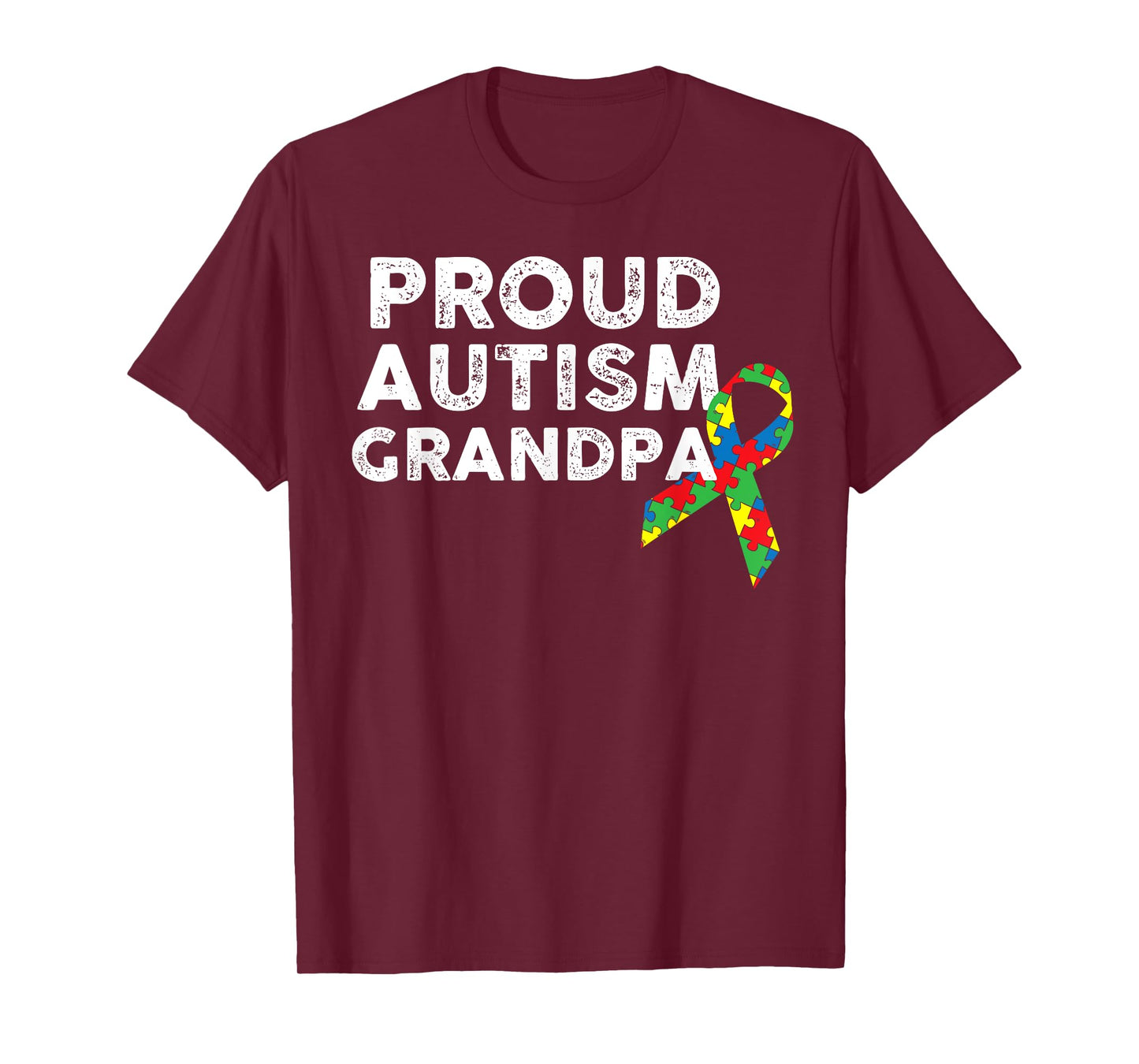 Proud Autism Grandpa Ribbon Puzzle Piece T-Shirt