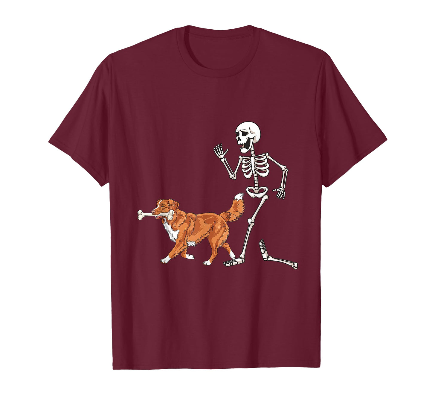 Funny Halloween Nova Scotia Retriever and Skeleton T-Shirt