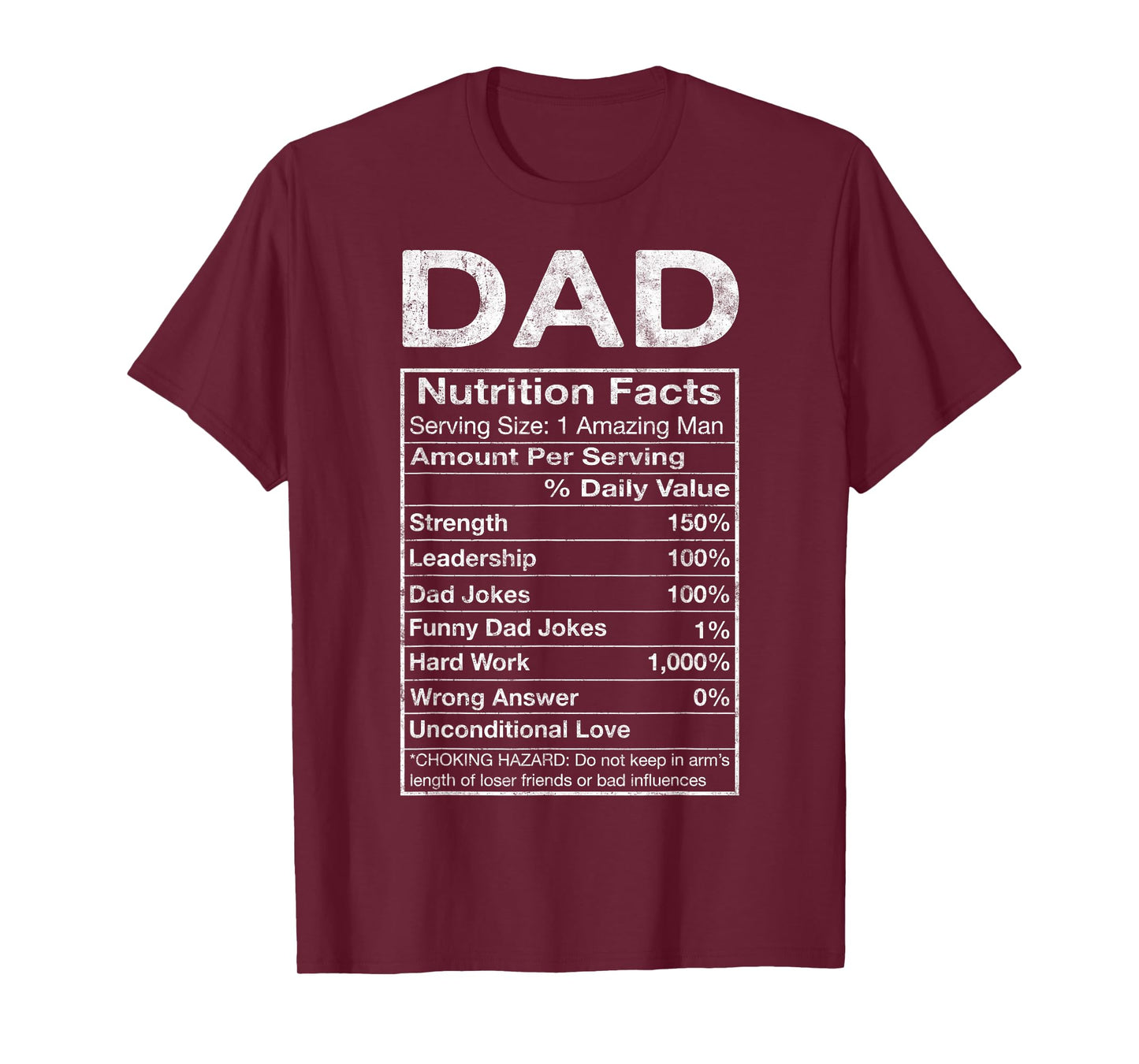 Dad Nutrition Facts Father's Day Grandpa Father Daddy Humor T-Shirt
