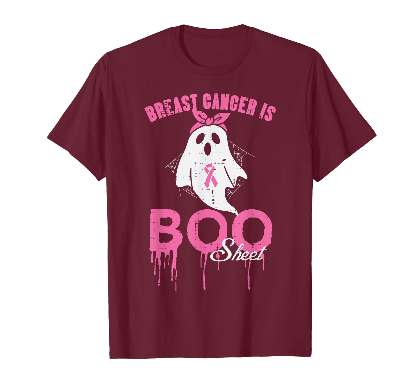 Breast Cancer Boo Ghost Awareness Halloween Women Girls Kids T-Shirt