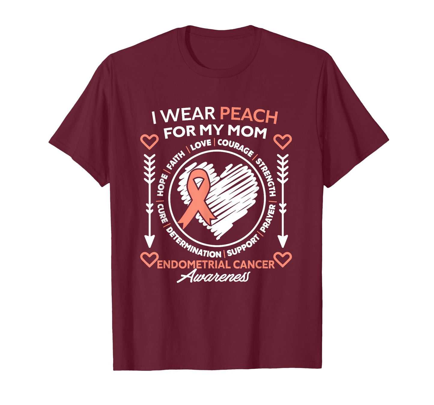 Endometrial Cancer Awareness Wear Peach My Mom Support T-Shirt