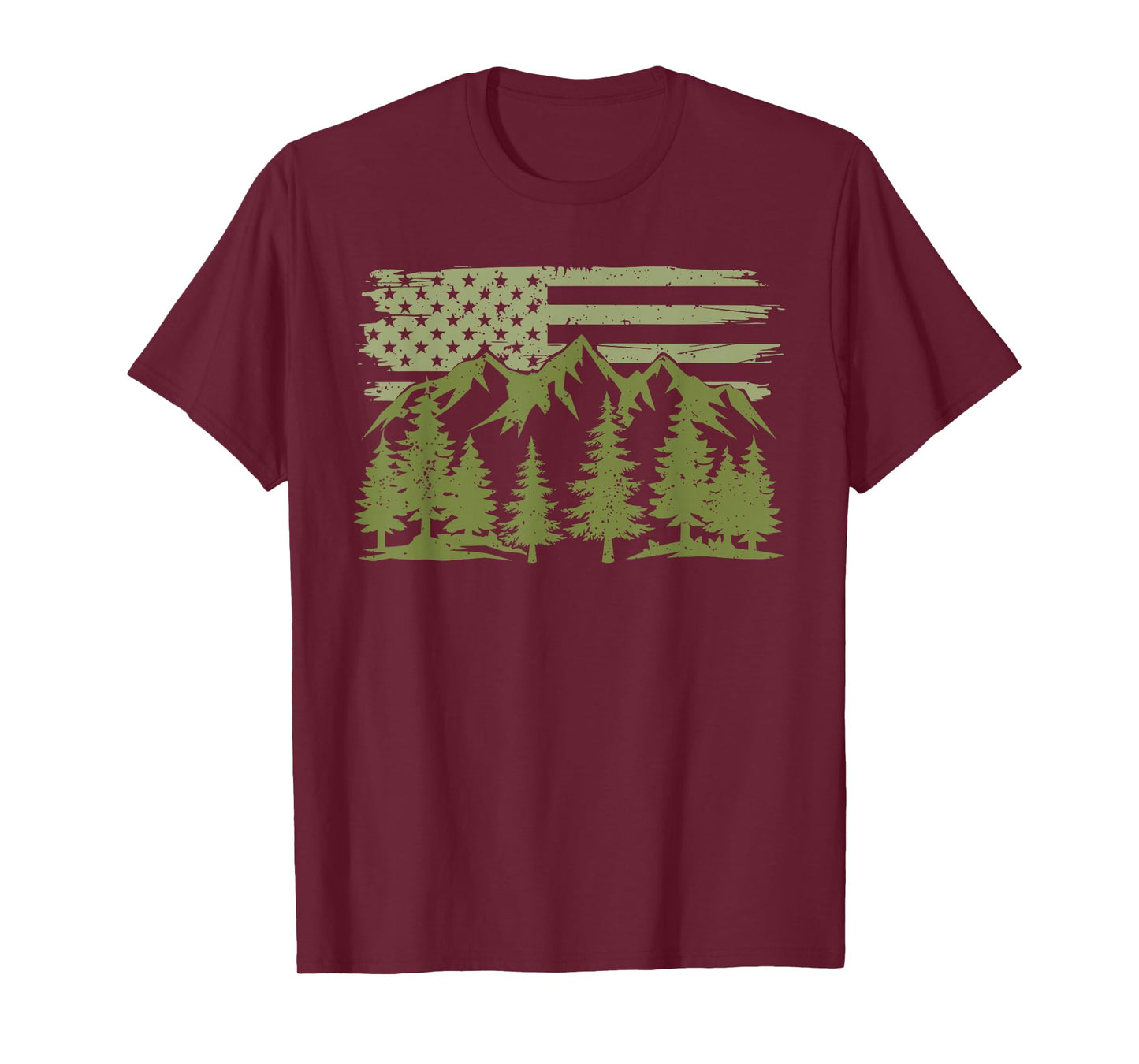 Forest Tree Wildlife Nature Outdoor American USA Flag Forest T-Shirt