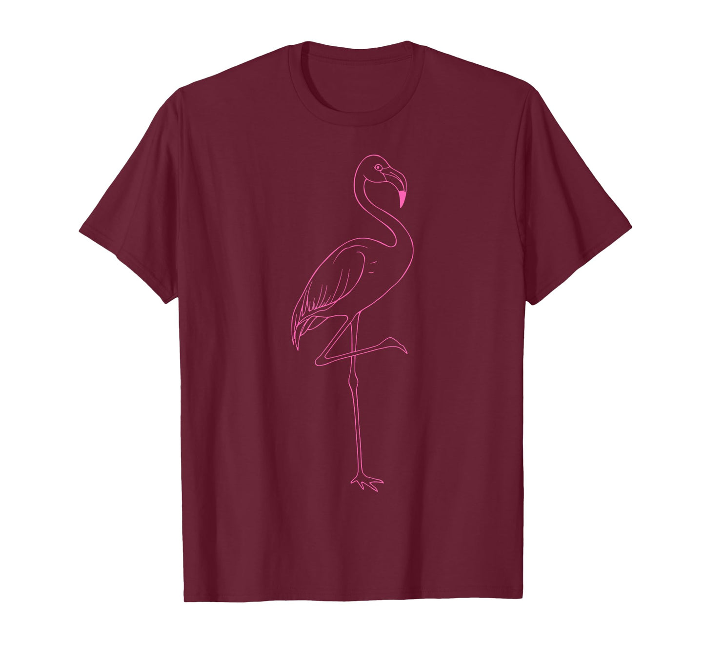 Flamingo Silhouette Elegant Pink Outline Art Outline T-Shirt