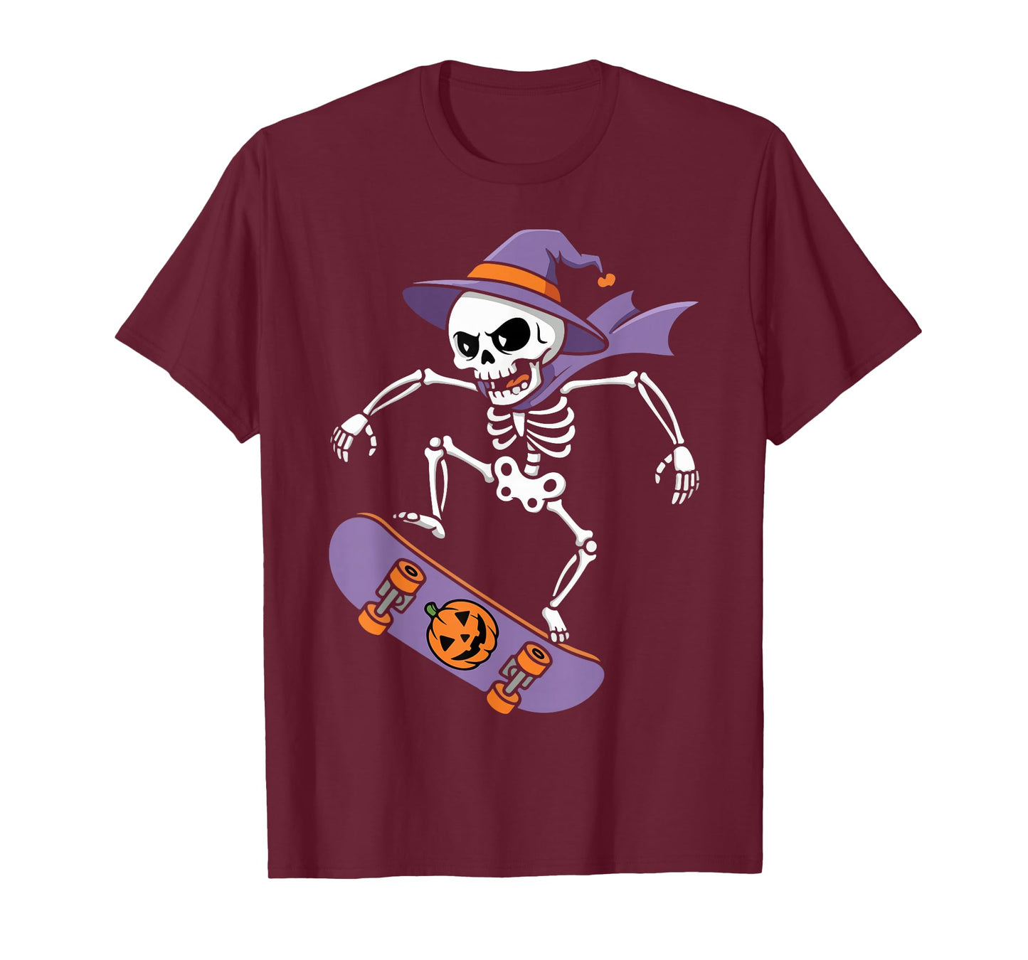Halloween Skater Skeleton Skateboard Trick Men Boys Kids T-Shirt