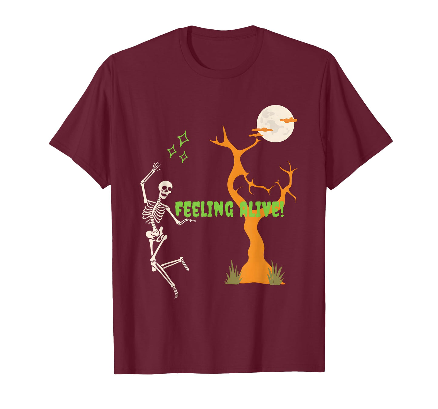 Feeling Alive Skeleton Halloween Moon T-Shirt