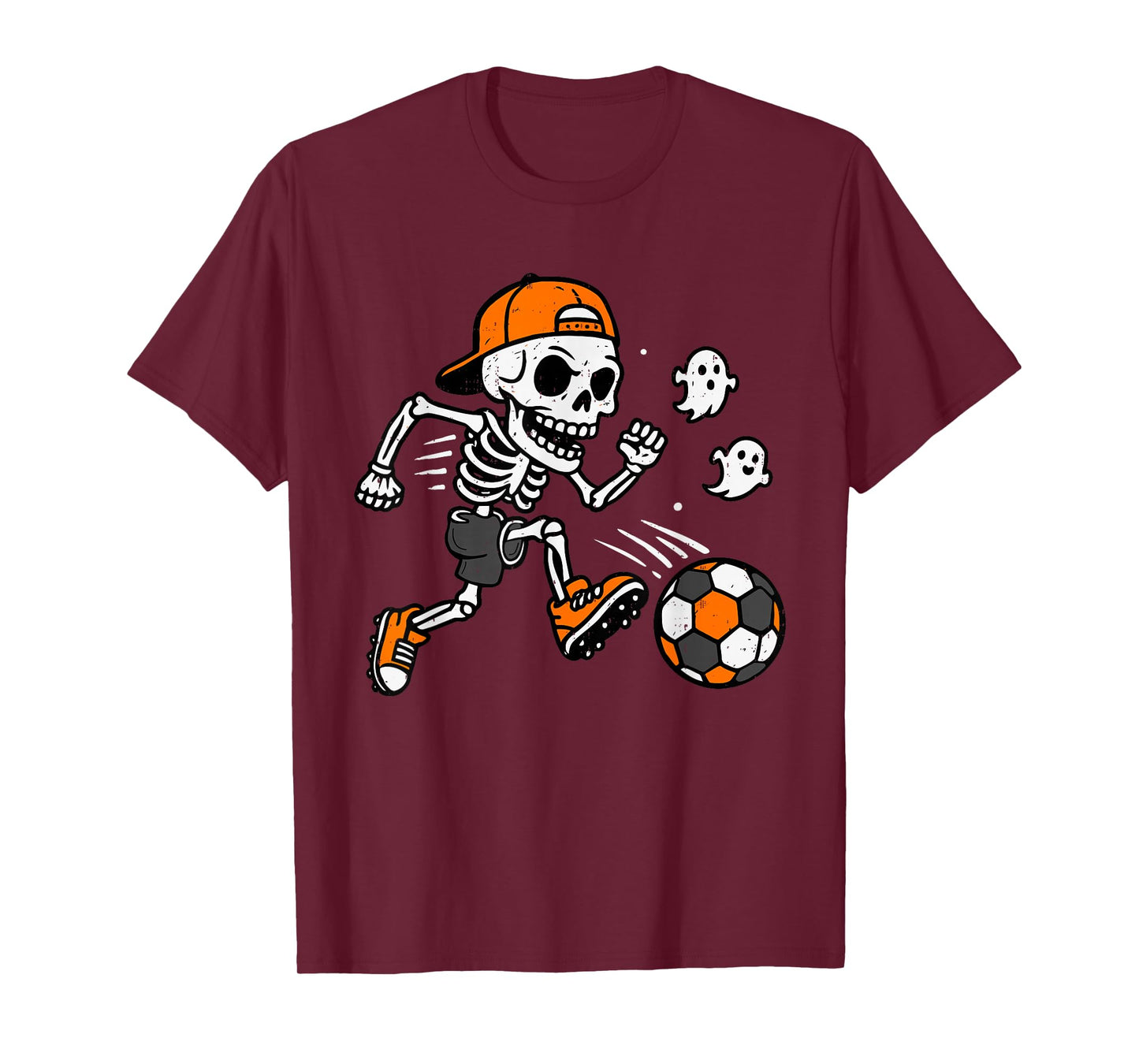 Skeleton Soccer Pumpkin Halloween Costume Boys Teens Kids T-Shirt