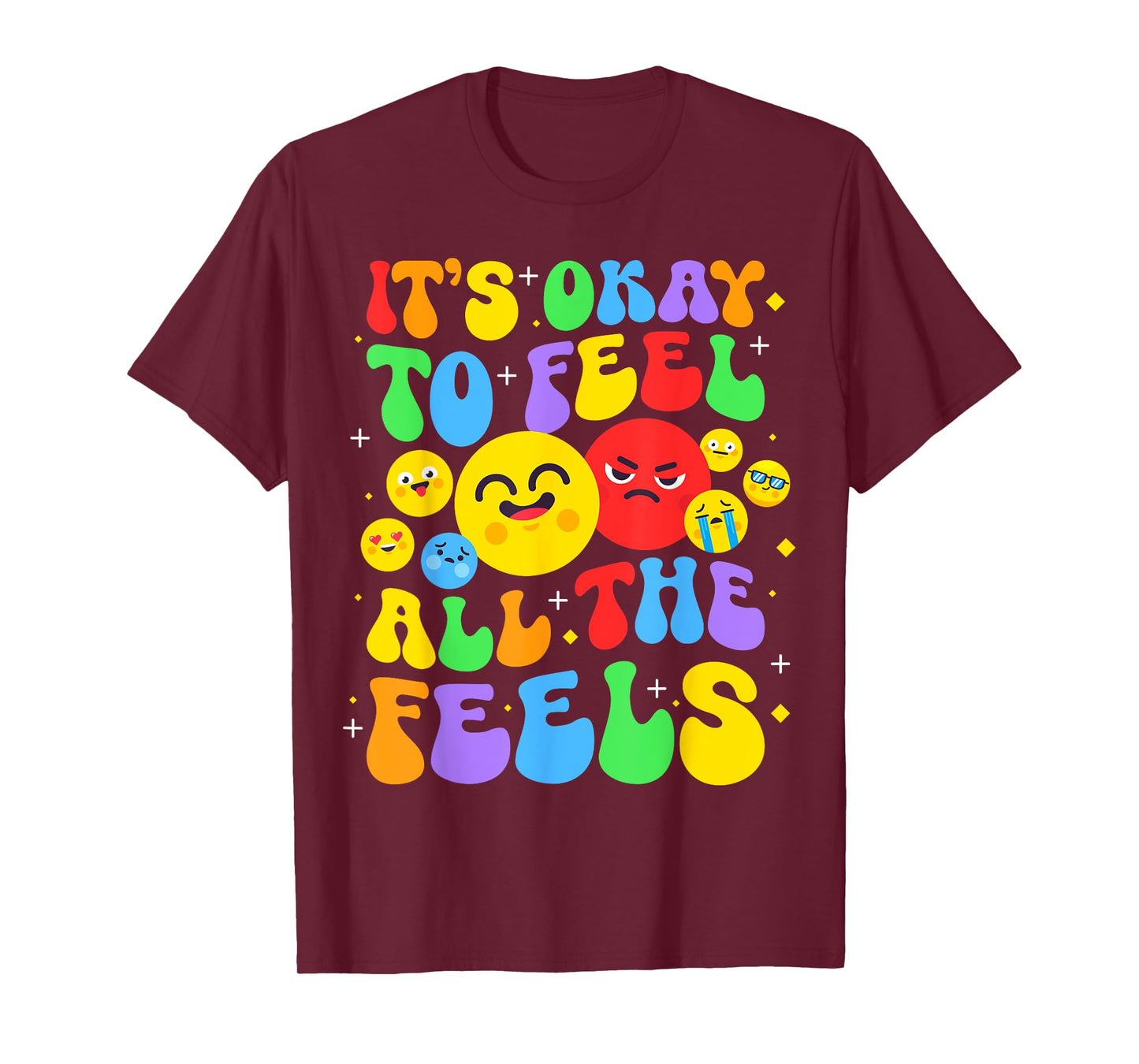 It's Ok To Feel All The Feels Mental Health Awareness Groovy T-Shirt