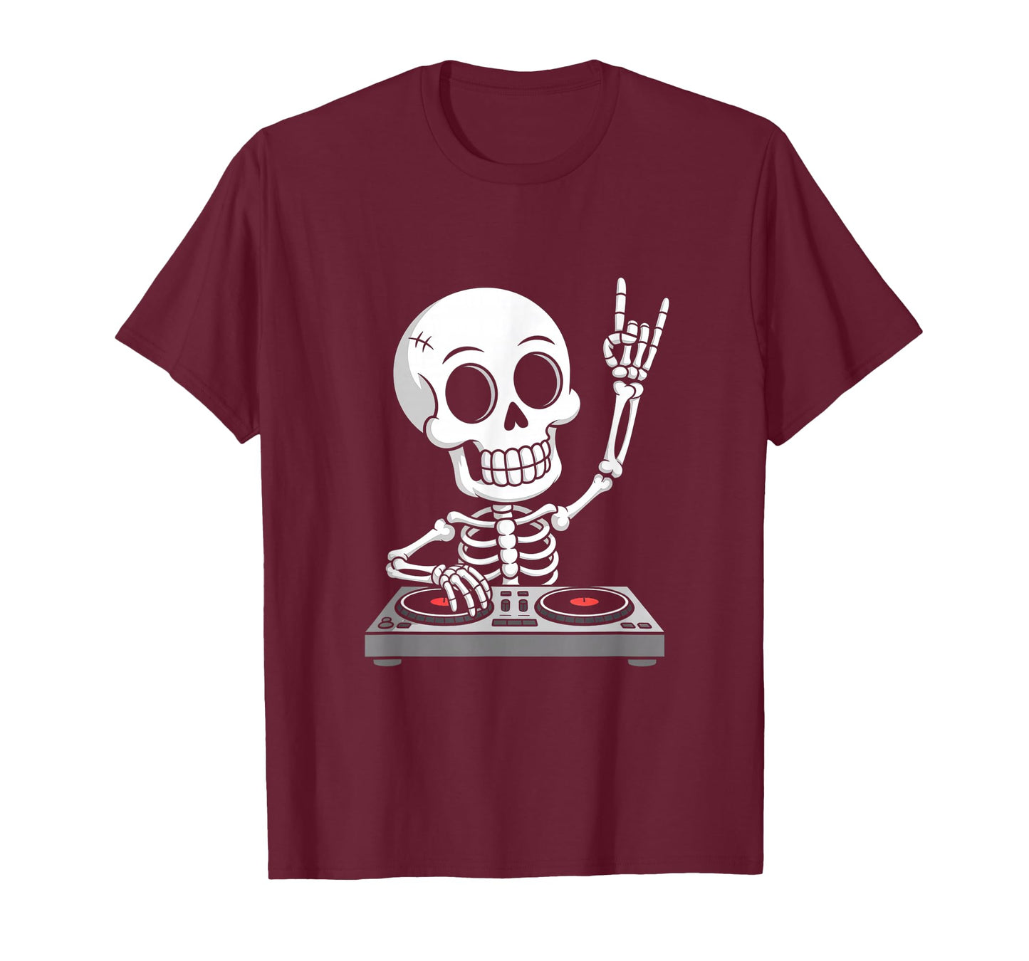 Skeleton DJ on Turntables EDM Synthesizer Rave Music Ghost T-Shirt