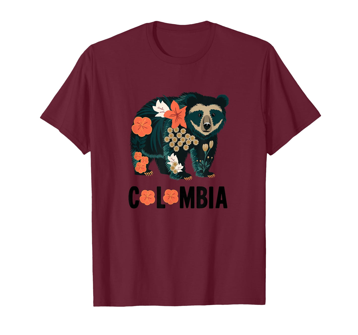 Spectacled Bear Colombia Floral Design - Colombian Nature T-Shirt