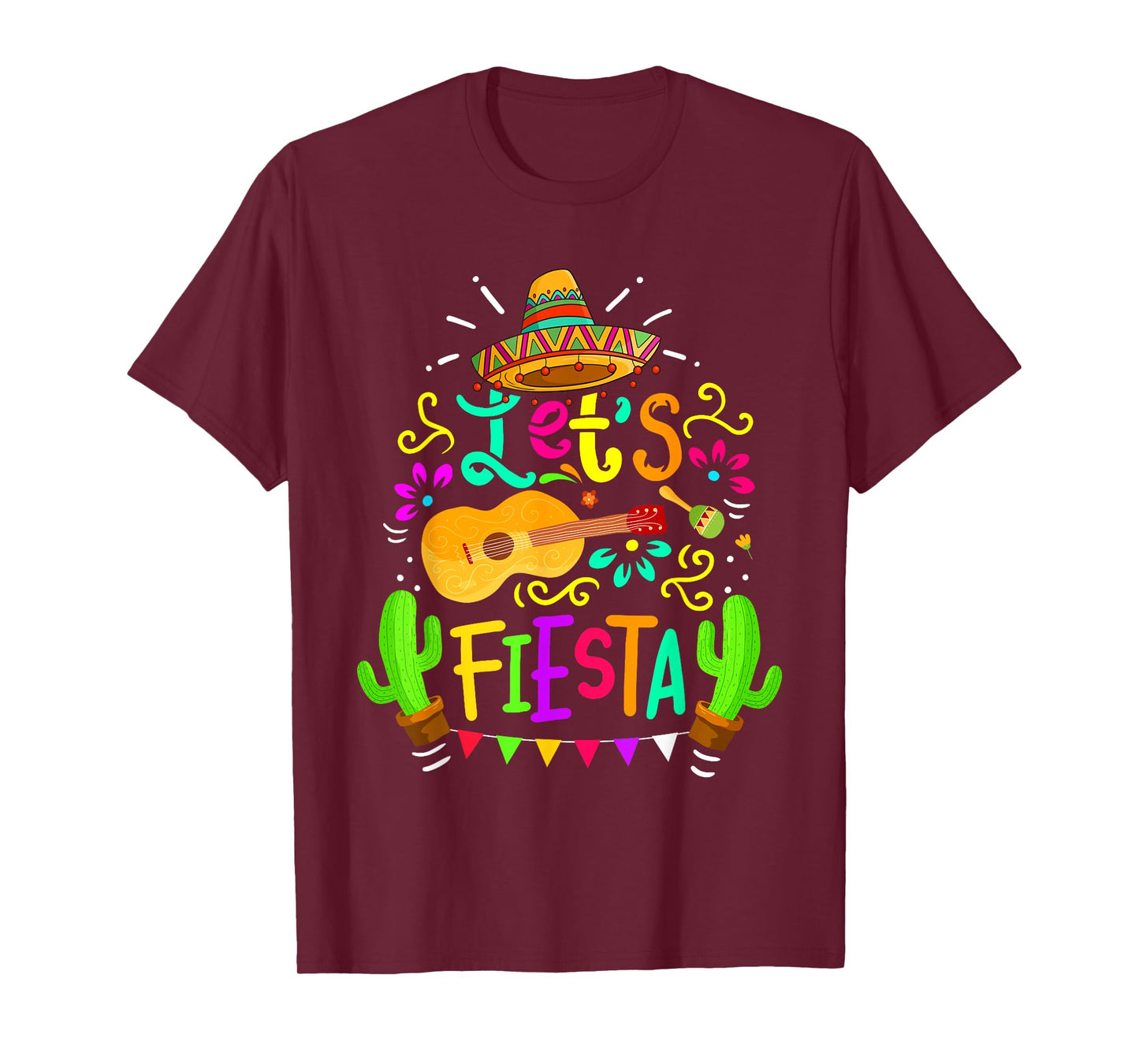 Cinco De Mayo Mexican Guitar Cactus for Men Women Boys Girls T-Shirt