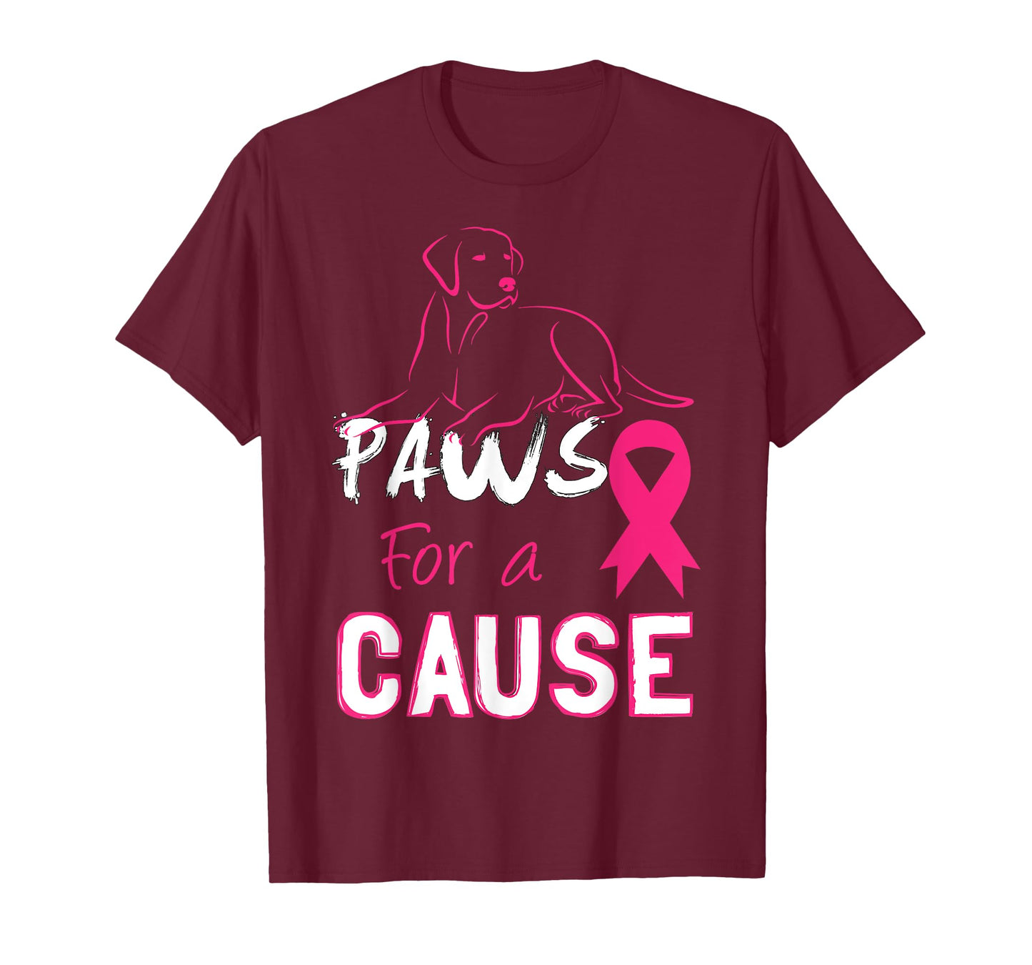 Paws For A Cause Tee Breast Cancer Support Men Women Kid T-Shirt