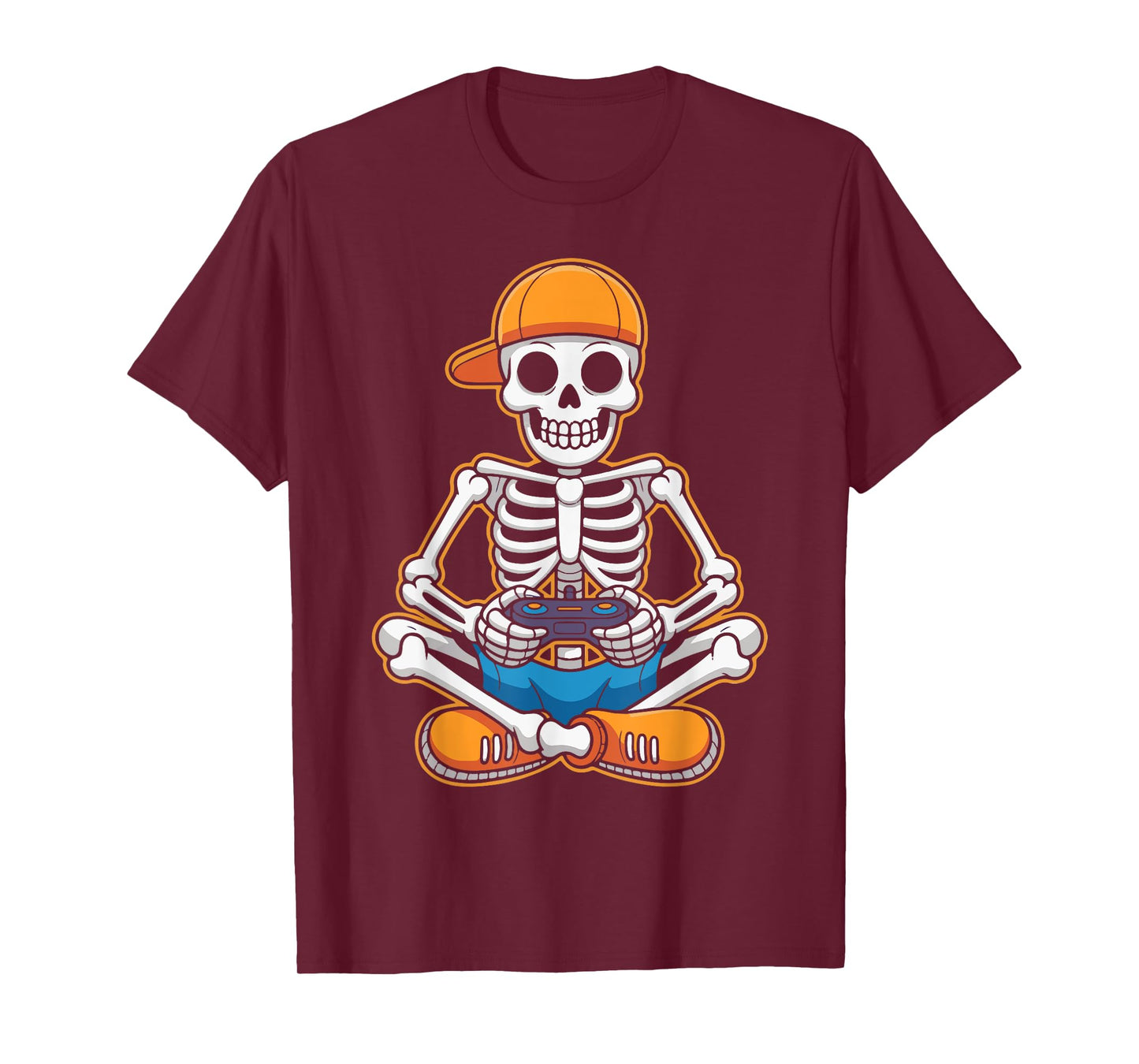Retro Skeleton Gamer Funny Halloween Boys Men Video Gaming T-Shirt