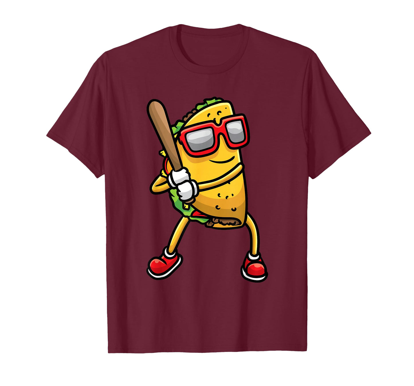 Taco Playing Baseball Mexican Cinco De Mayo Kids Men T-Shirt