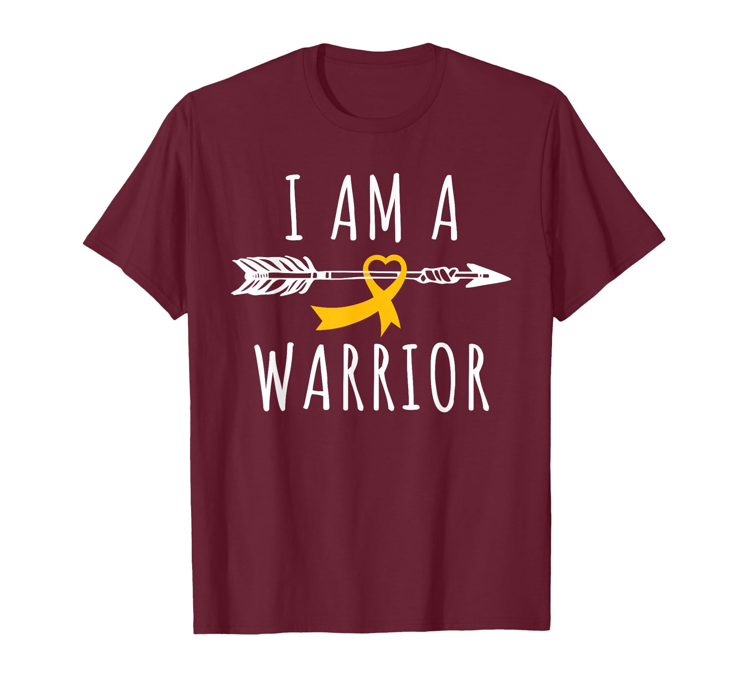 I Am A Warrior Childhood Cancer Awareness Gold Ribbon Kids T-Shirt