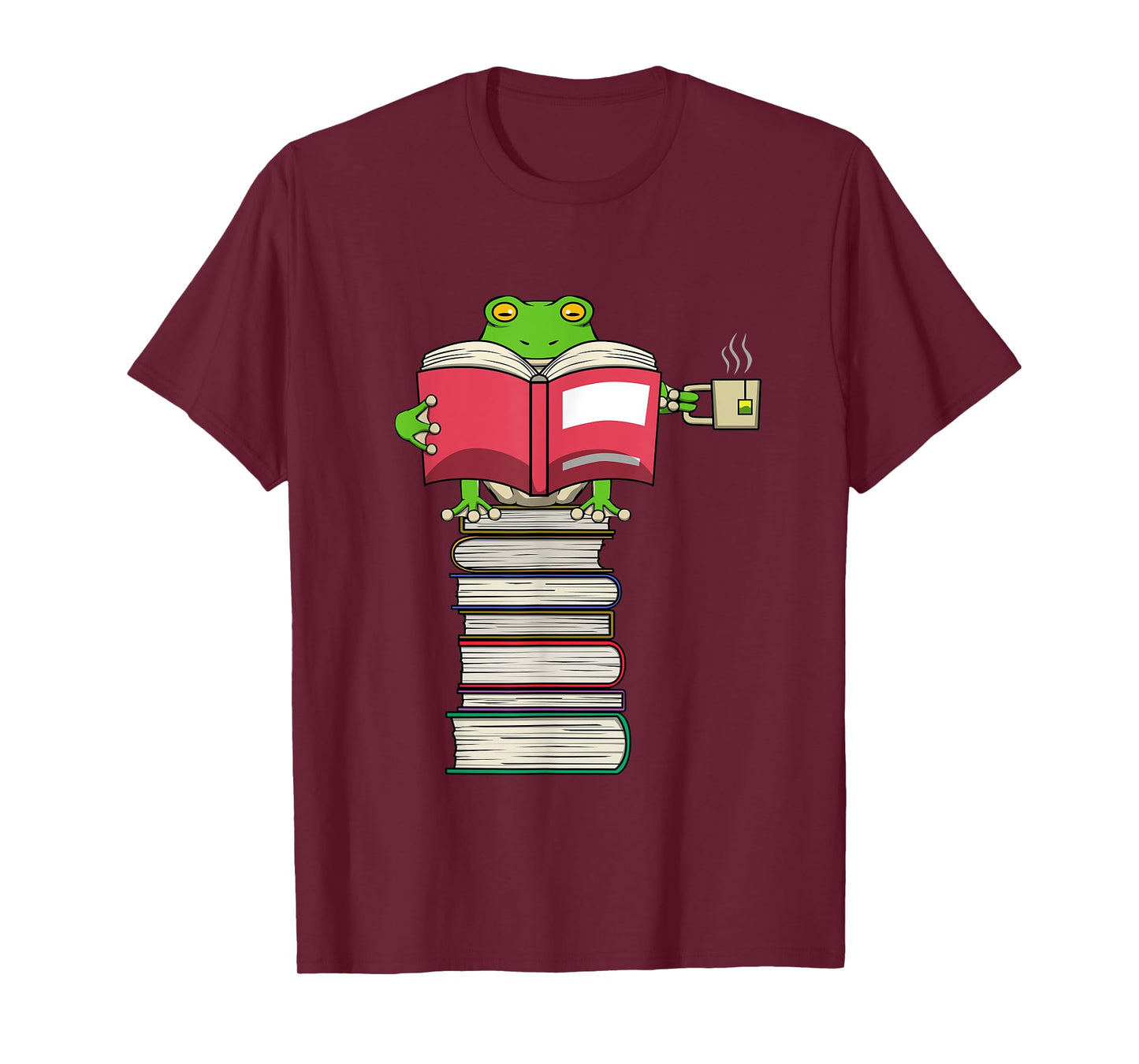Funny Frog Reading Books and Drinking Tea T-Shirt