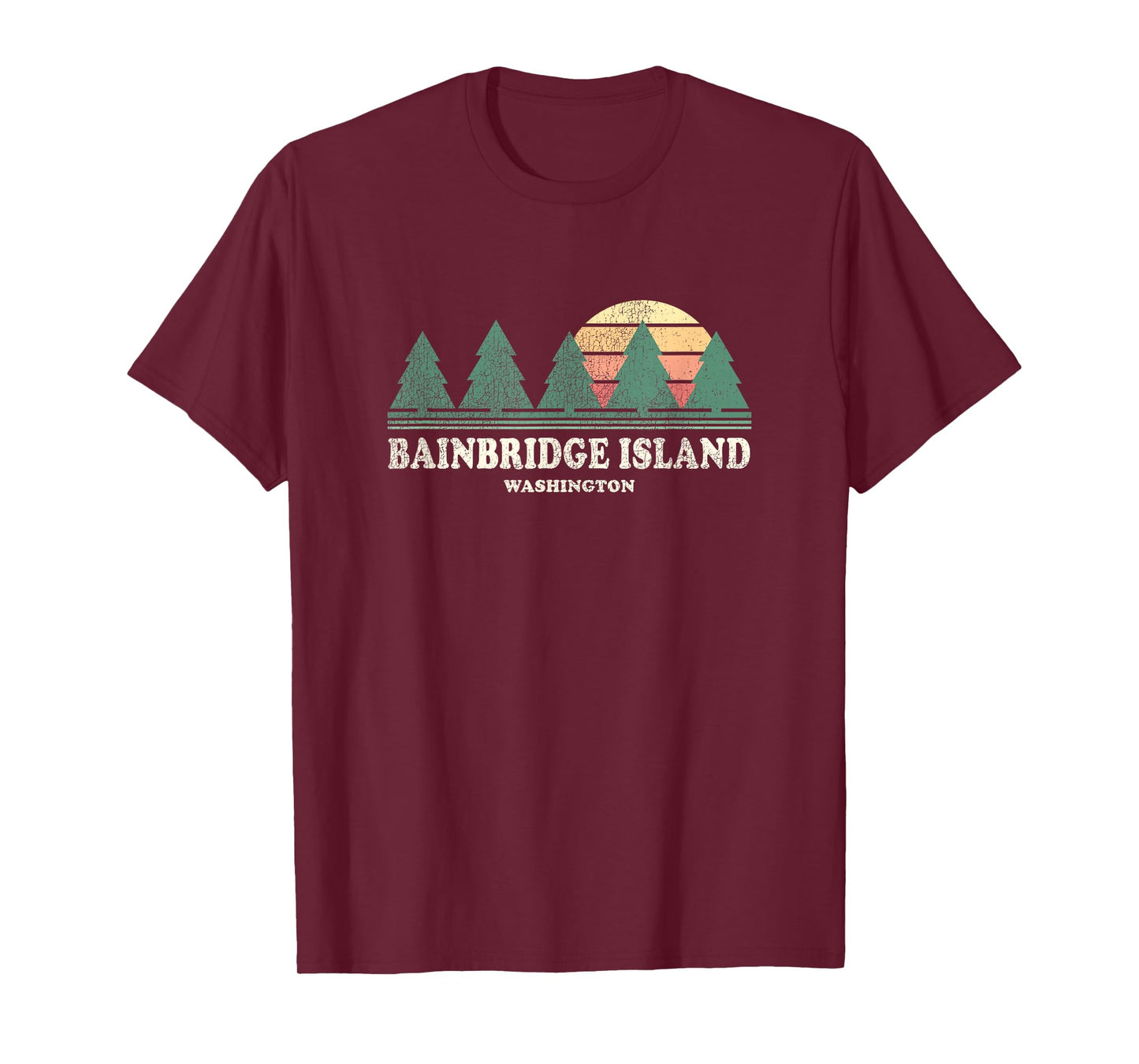 Bainbridge Island WA Vintage Throwback Tee Retro 70s Design T-Shirt
